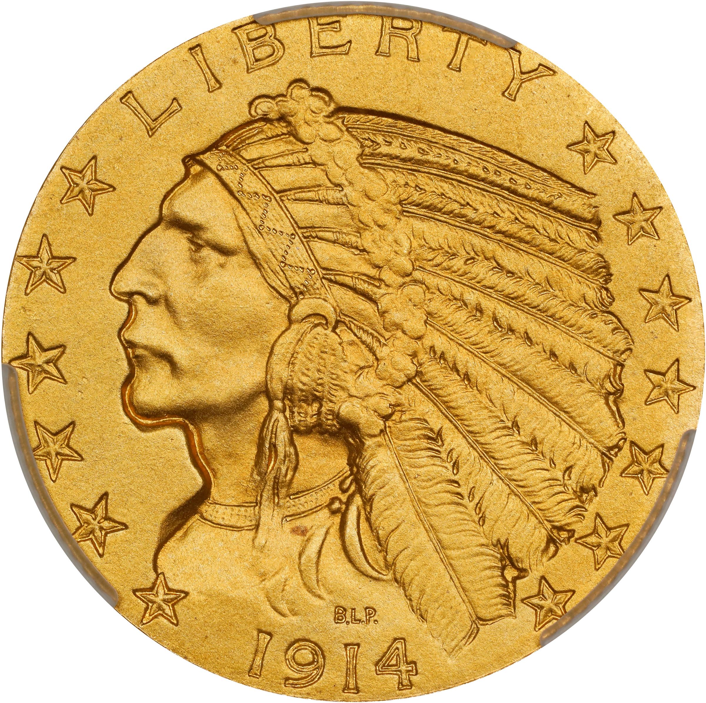 image for: 1914 Indian Half Eagle. JD-1. Rarity-5-. Proof-66 (CACG).