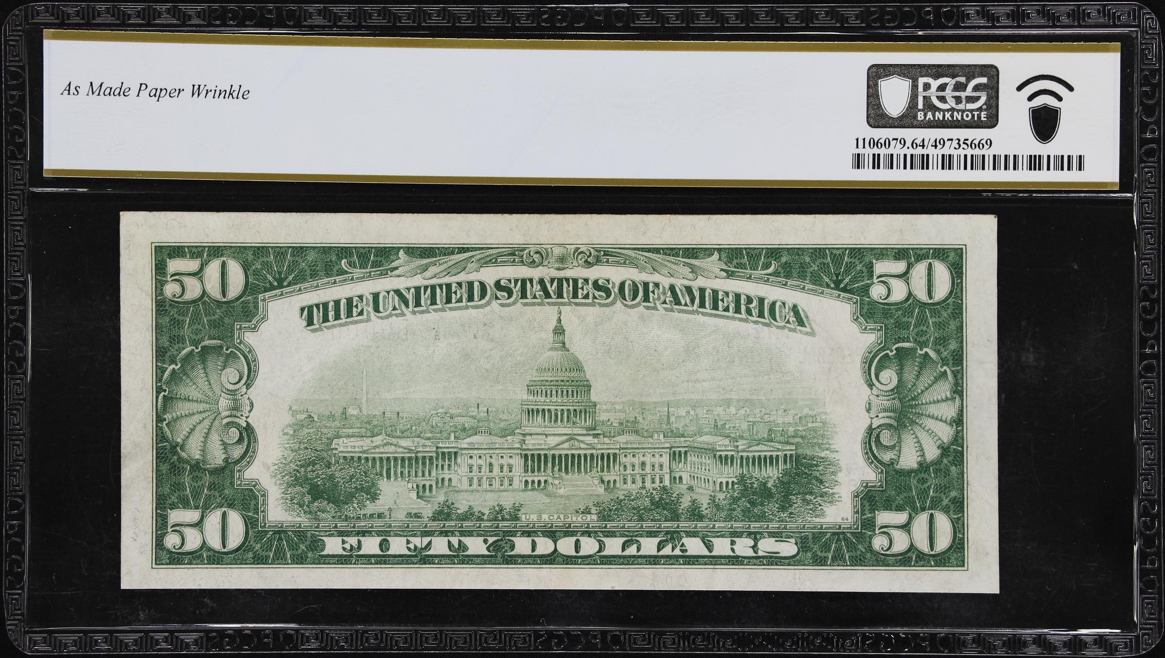 image for: Fr. 1880-B*. 1929 $50 Federal Reserve Bank Star Note. New York. PCGS Banknote Choice Uncirculated 64 PPQ.