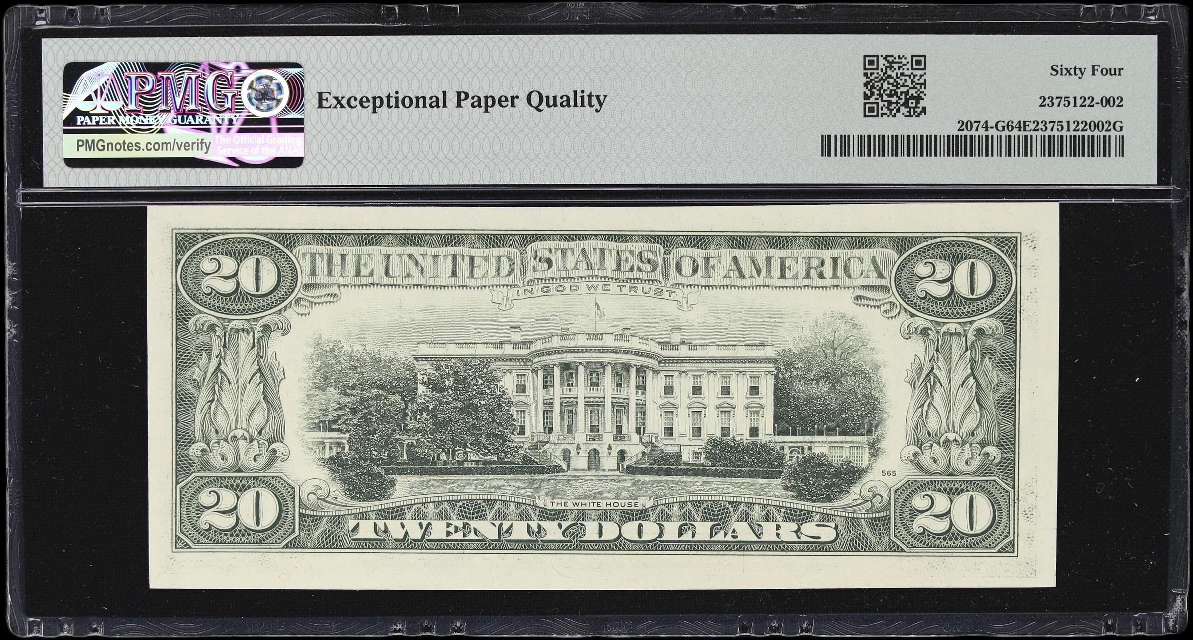 image for: Fr. 2074-G. 1981A $20 Federal Reserve Note. Chicago. PMG Choice Uncirculated 64 EPQ. Serial Number 1.