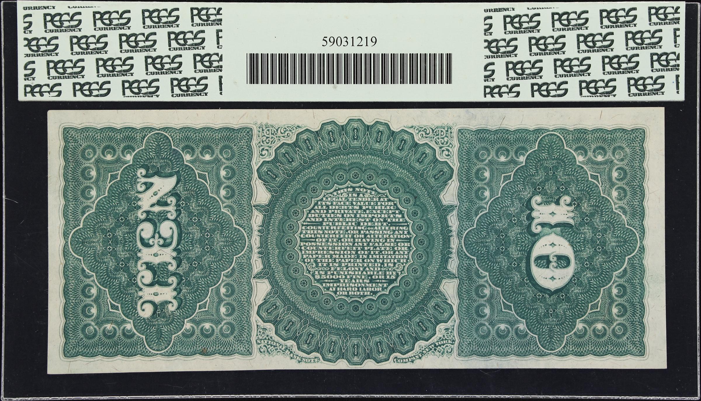 image for: Fr. 96. 1869 $10 Legal Tender Note. PCGS Currency Gem New 65 PPQ.