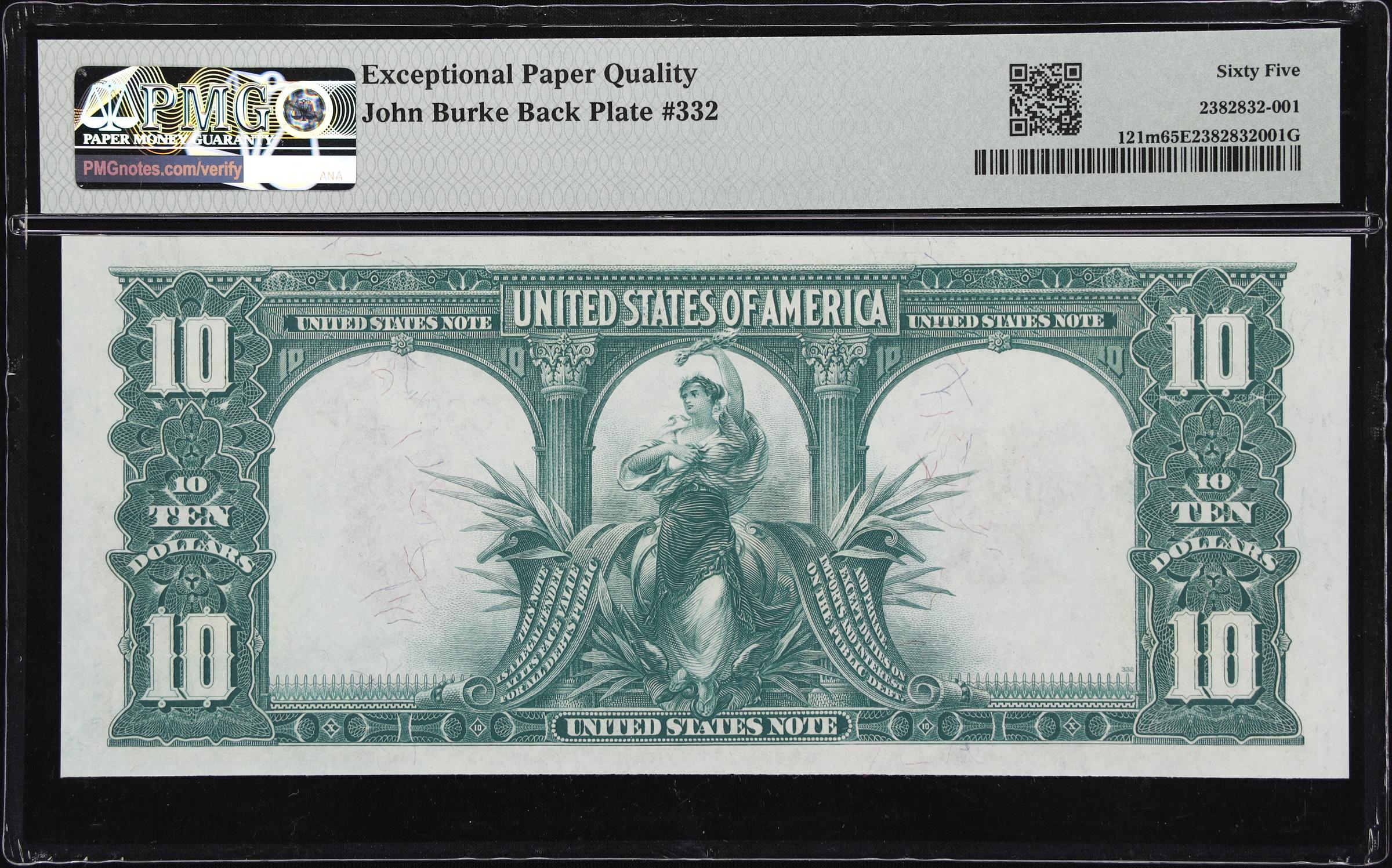image for: Fr. 121m. 1901 $10 Legal Tender Note. Mule. PMG Gem Uncirculated 65 EPQ.