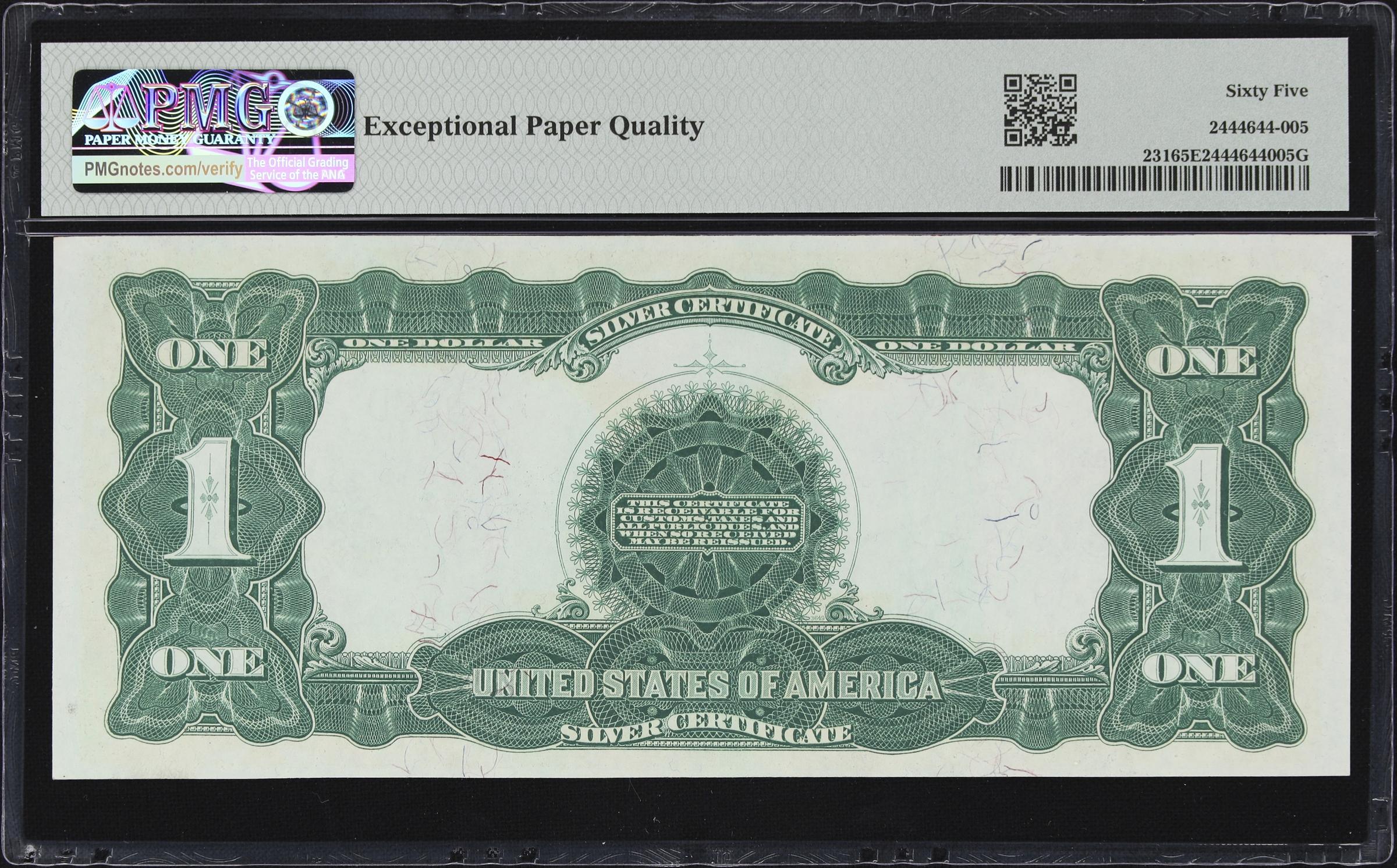 image for: Fr. 231. 1899 $1 Silver Certificate. PMG Gem Uncirculated 65 EPQ. Carmi A. Thompson Courtesy Autograph. Serial Number 70.