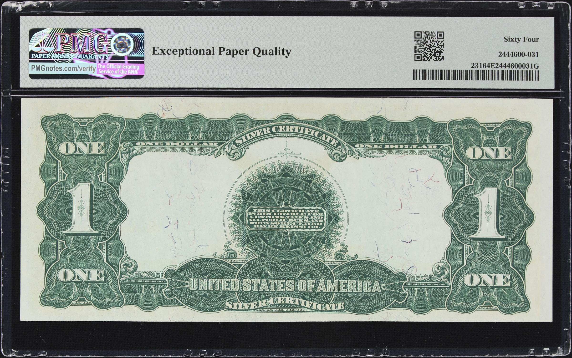 image for: Fr. 231. 1899 $1 Silver Certificate. PMG Choice Uncirculated 64 EPQ. Serial Number 87.