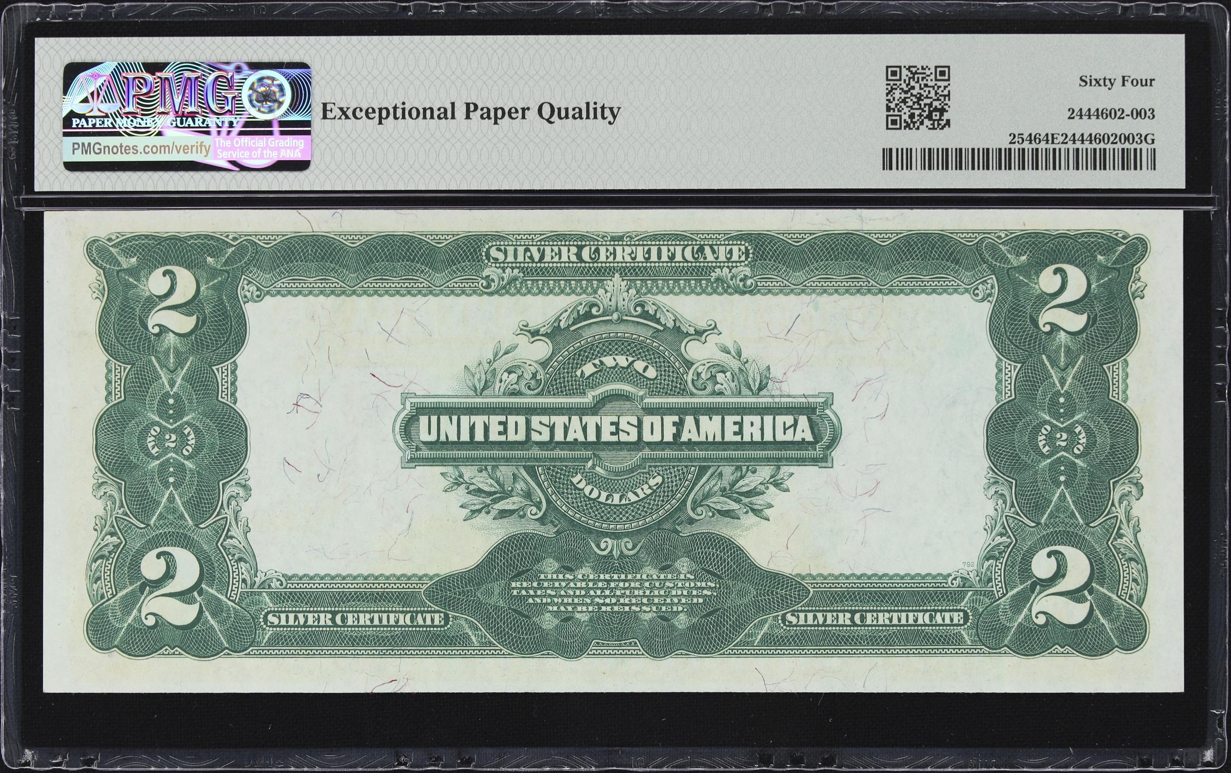 image for: Cut Sheet of (4) Fr. 254. 1899 $2 Silver Certificates. PMG Choice Uncirculated 64 to Gem Uncirculated 65 EPQ. Carmi A. Thompson Courtesy Autographs. Serial Numbers 25, 26, 27 & 28.