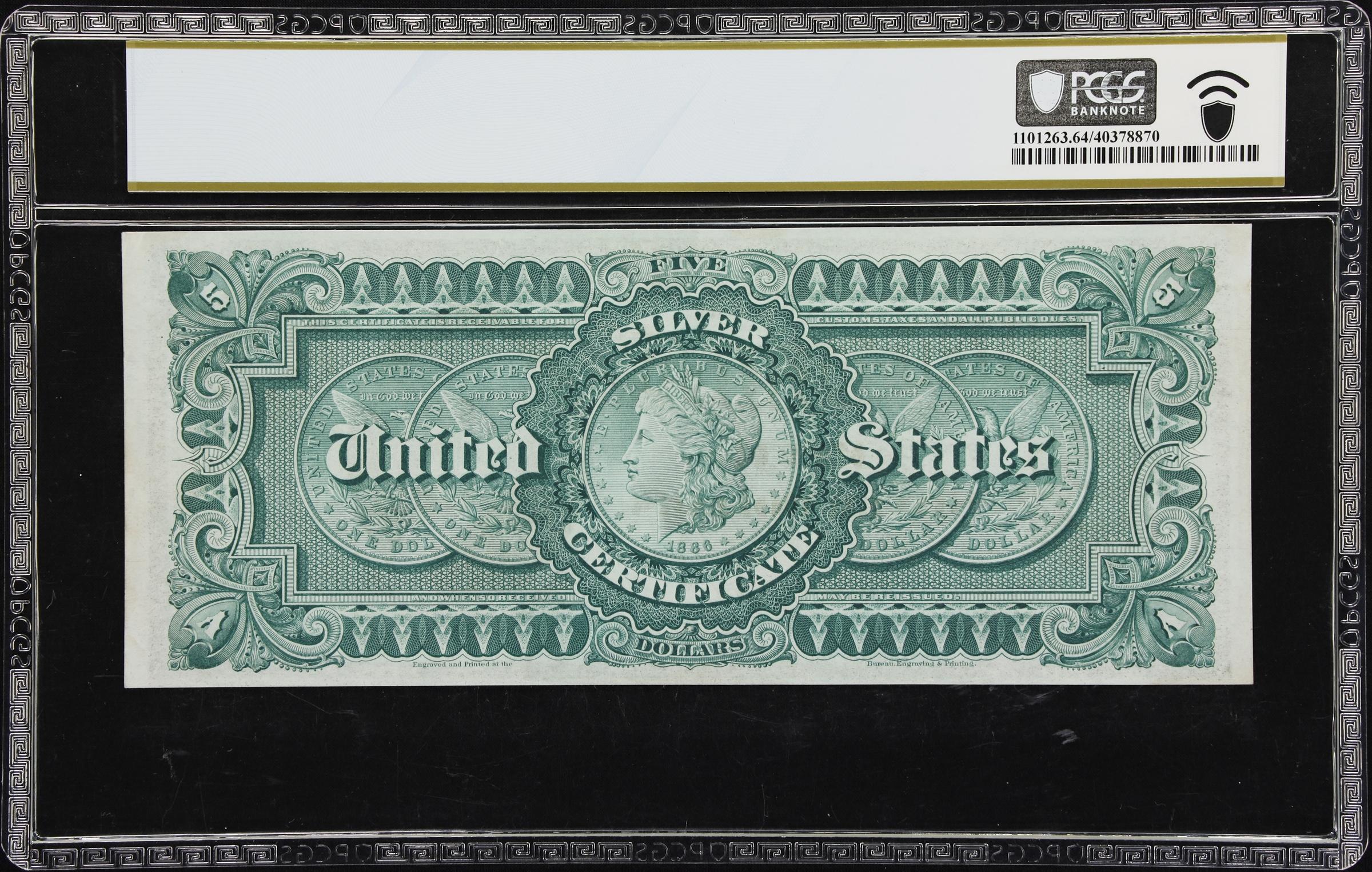 image for: Fr. 264. 1886 $5 Silver Certificate. PCGS Banknote Choice Uncirculated 64 PPQ.