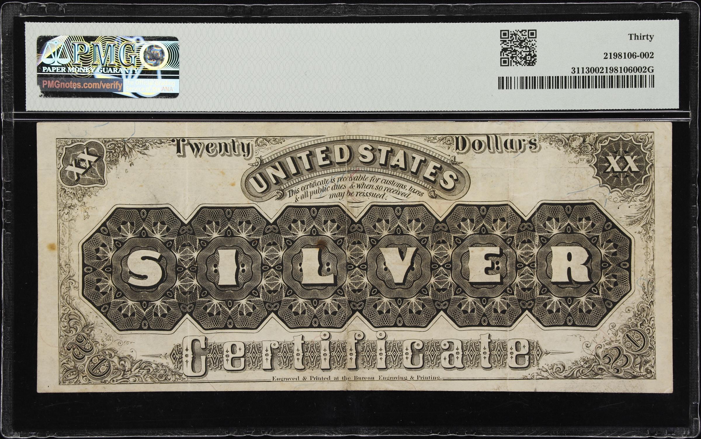 image for: Fr. 311. 1880 $20 Silver Certificate. PMG Very Fine 30.