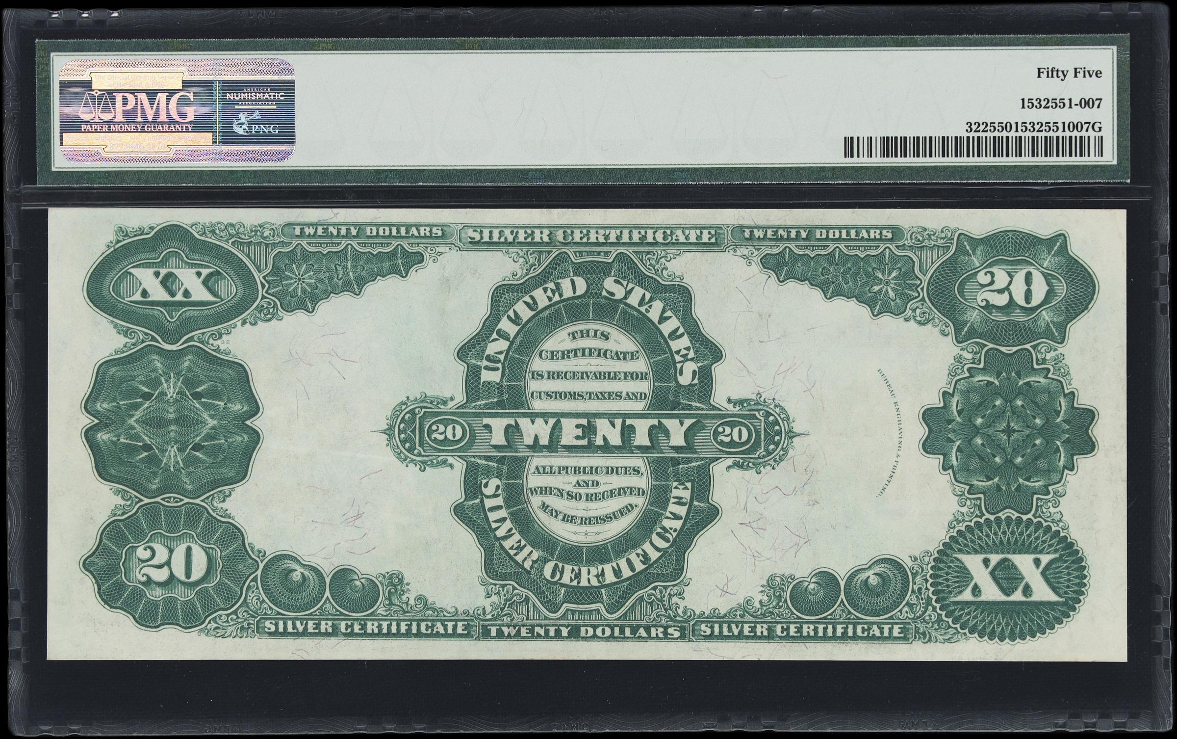 image for: Fr. 322. 1891 $20 Silver Certificate. PMG About Uncirculated 55.
