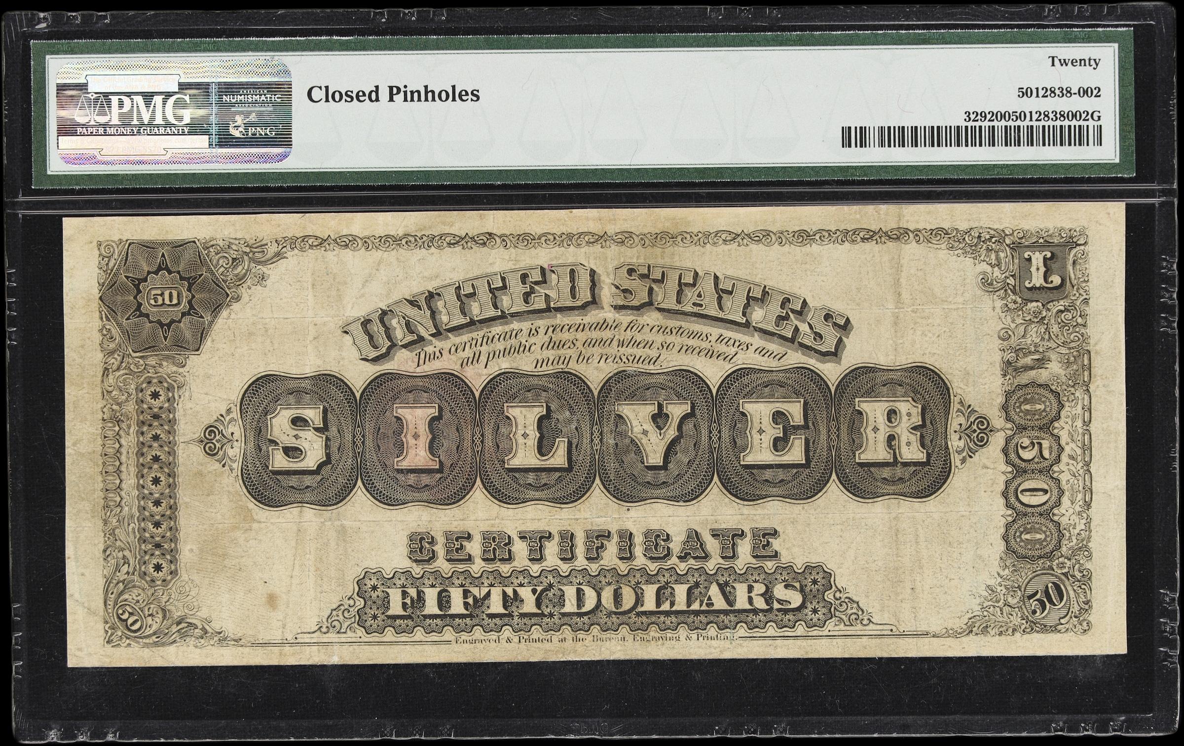 image for: Fr. 329. 1880 $50 Silver Certificate. PMG Very Fine 20.