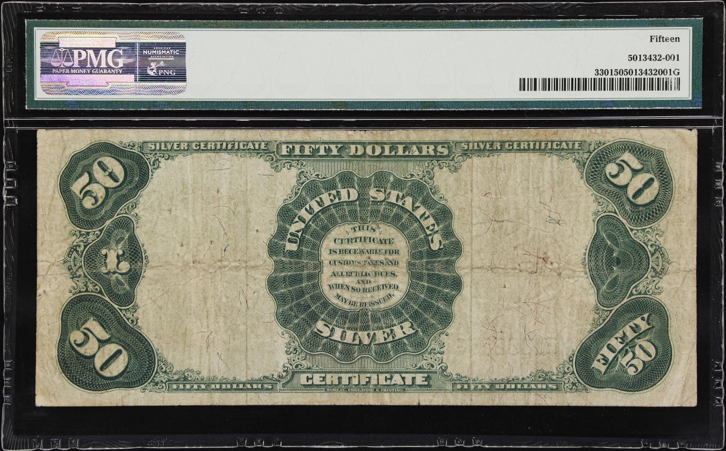 image for: Fr. 330. 1891 $50 Silver Certificate. PMG Choice Fine 15.