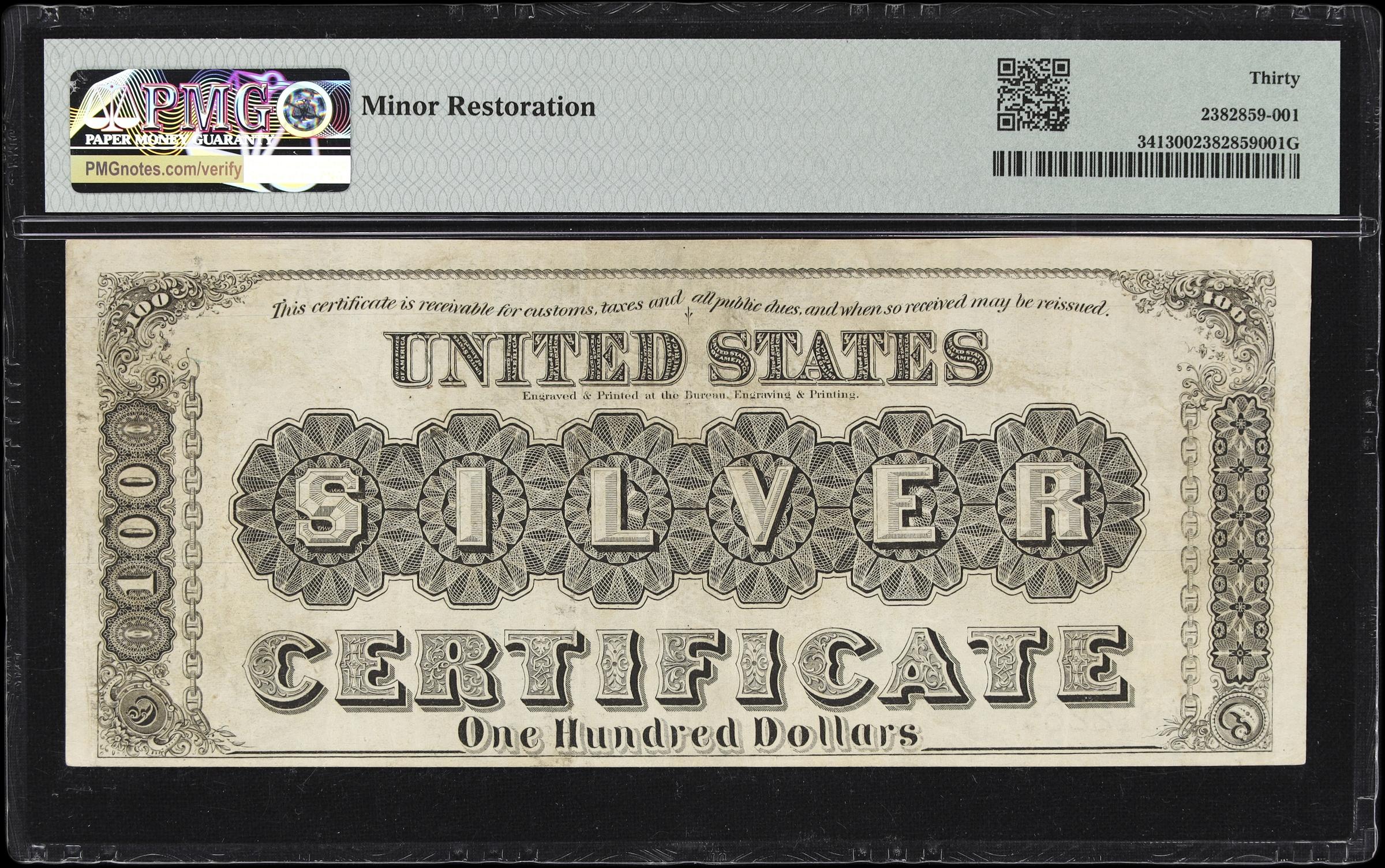 image for: Fr. 341. 1880 $100 Silver Certificate. PMG Very Fine 30.