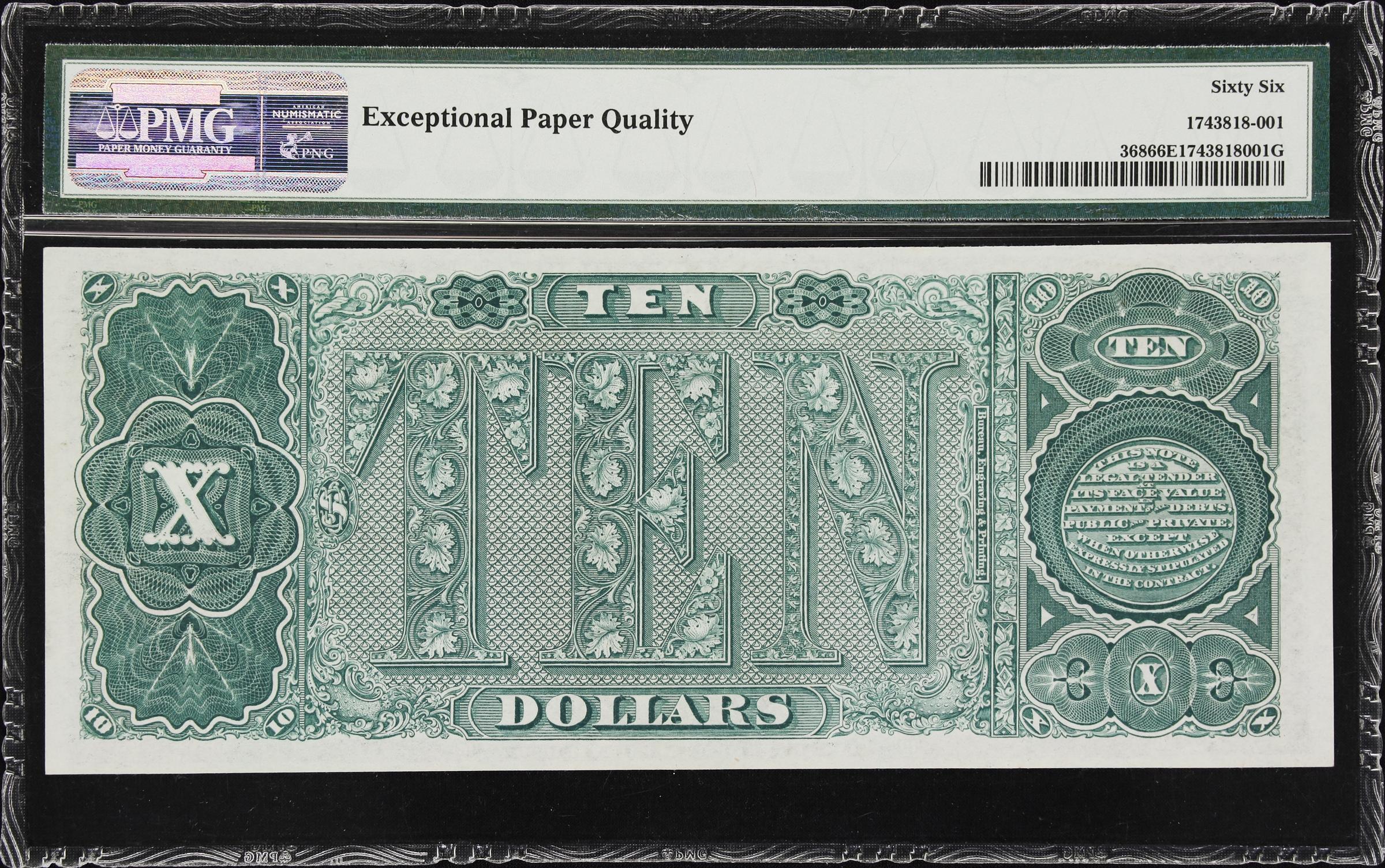 image for: Fr. 368. 1890 $10 Treasury Note. PMG Gem Uncirculated 66 EPQ.