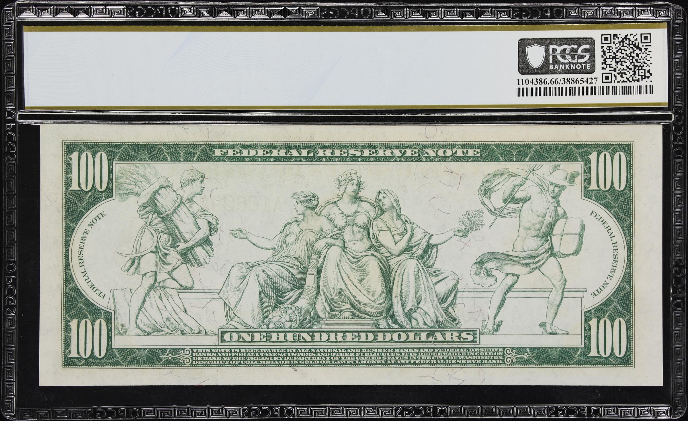 image for: Fr. 1072a. 1914 Red Seal $100 Federal Reserve Note. Boston. PCGS Banknote Gem Uncirculated 66 PPQ.