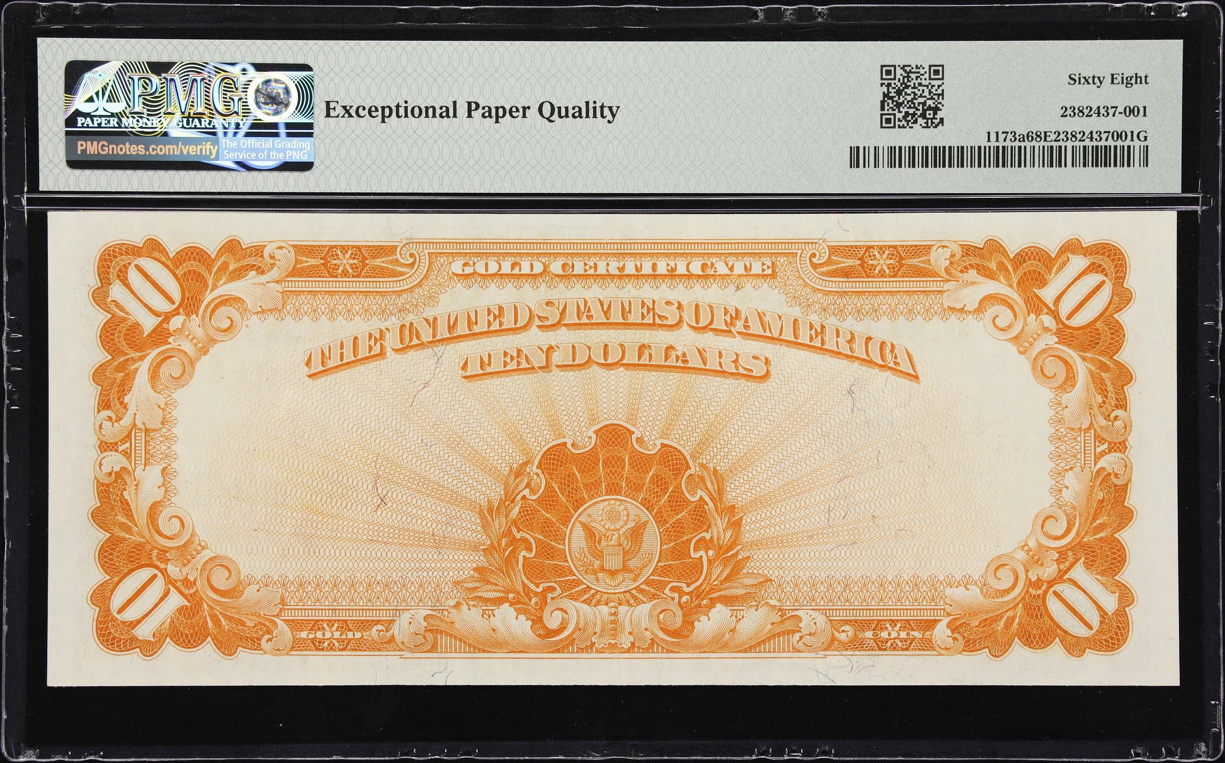 image for: Fr. 1173a. 1922 $10 Gold Certificate. PMG Superb Gem Uncirculated 68 EPQ.