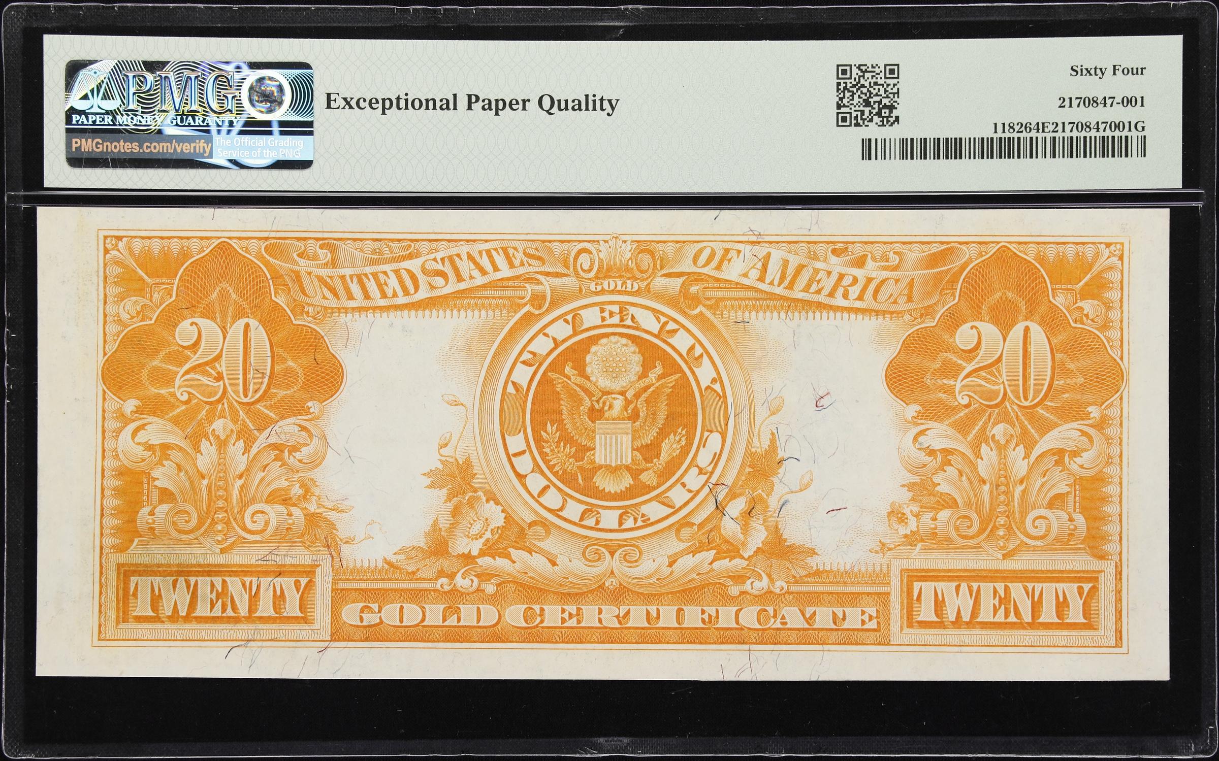 image for: Fr. 1182. 1906 $20 Gold Certificate. PMG Choice Uncirculated 64 EPQ.