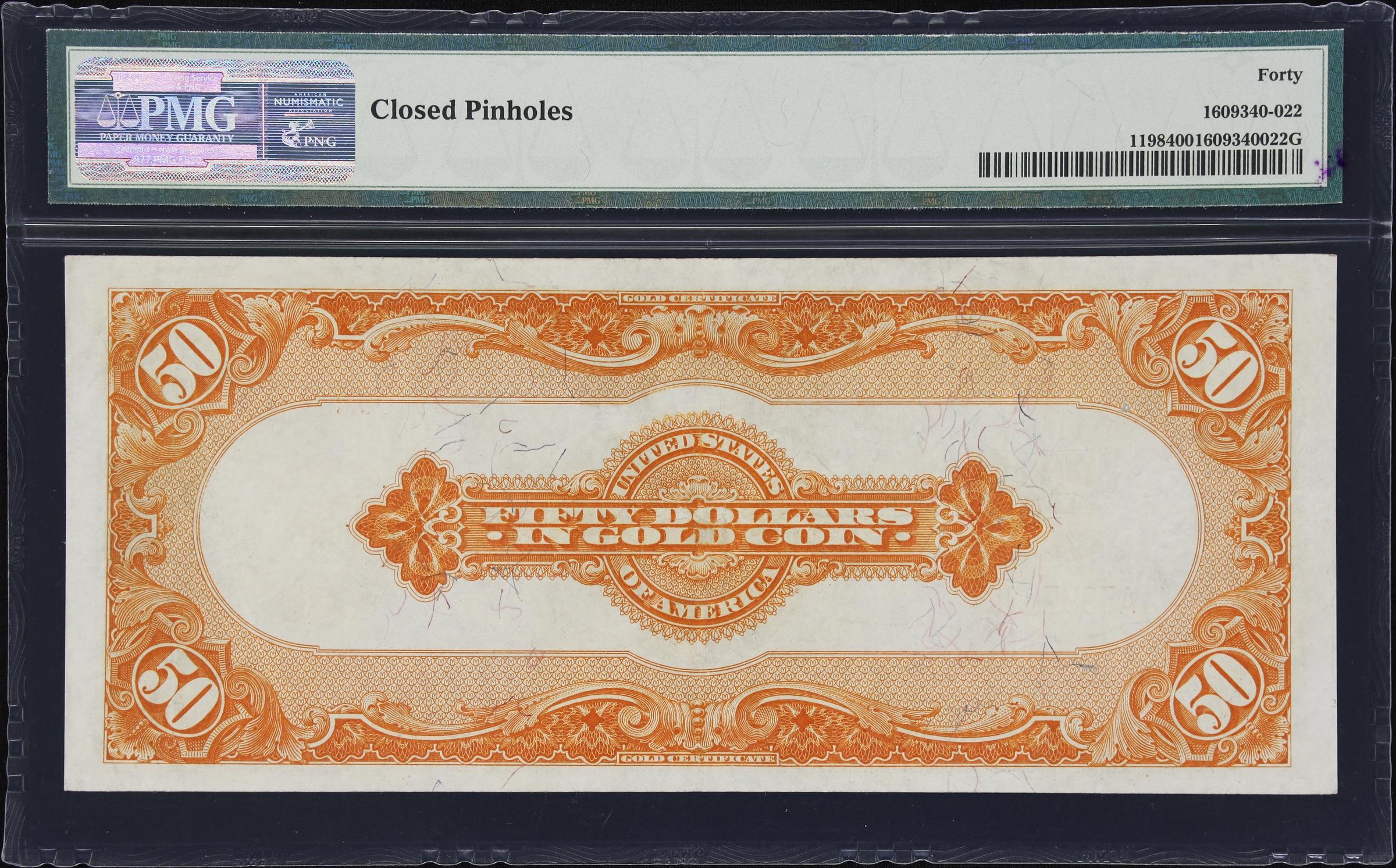 image for: Fr. 1198. 1913 $50 Gold Certificate. PMG Extremely Fine 40.