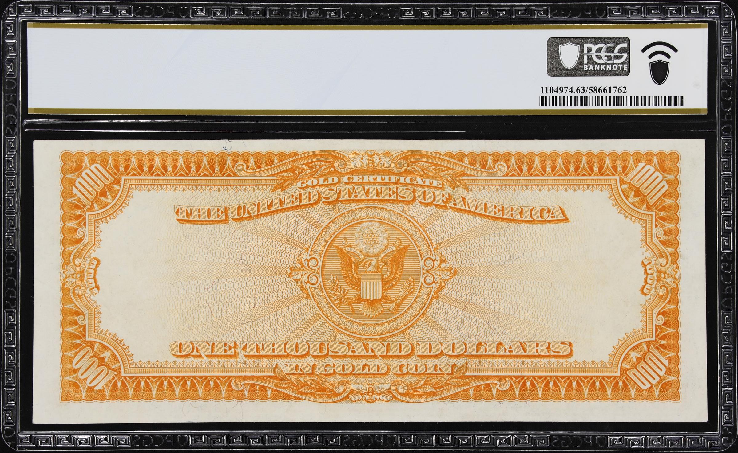 image for: Fr. 1219e. 1907 $1000 Gold Certificate. PCGS Banknote Choice Uncirculated 63.