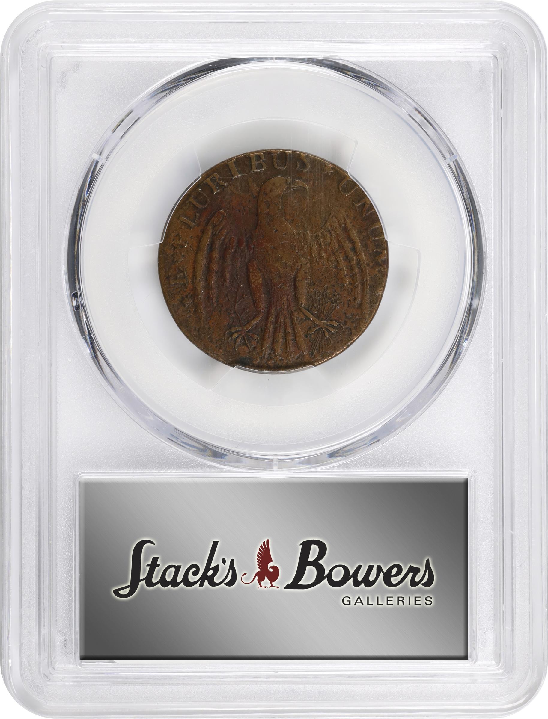 image for: 1787 Immunis Columbia Copper / Large Eagle Reverse. W-5680. Rarity-4+. Plain Edge, Narrow Planchet. EF Details--Environmental Damage (PCGS).