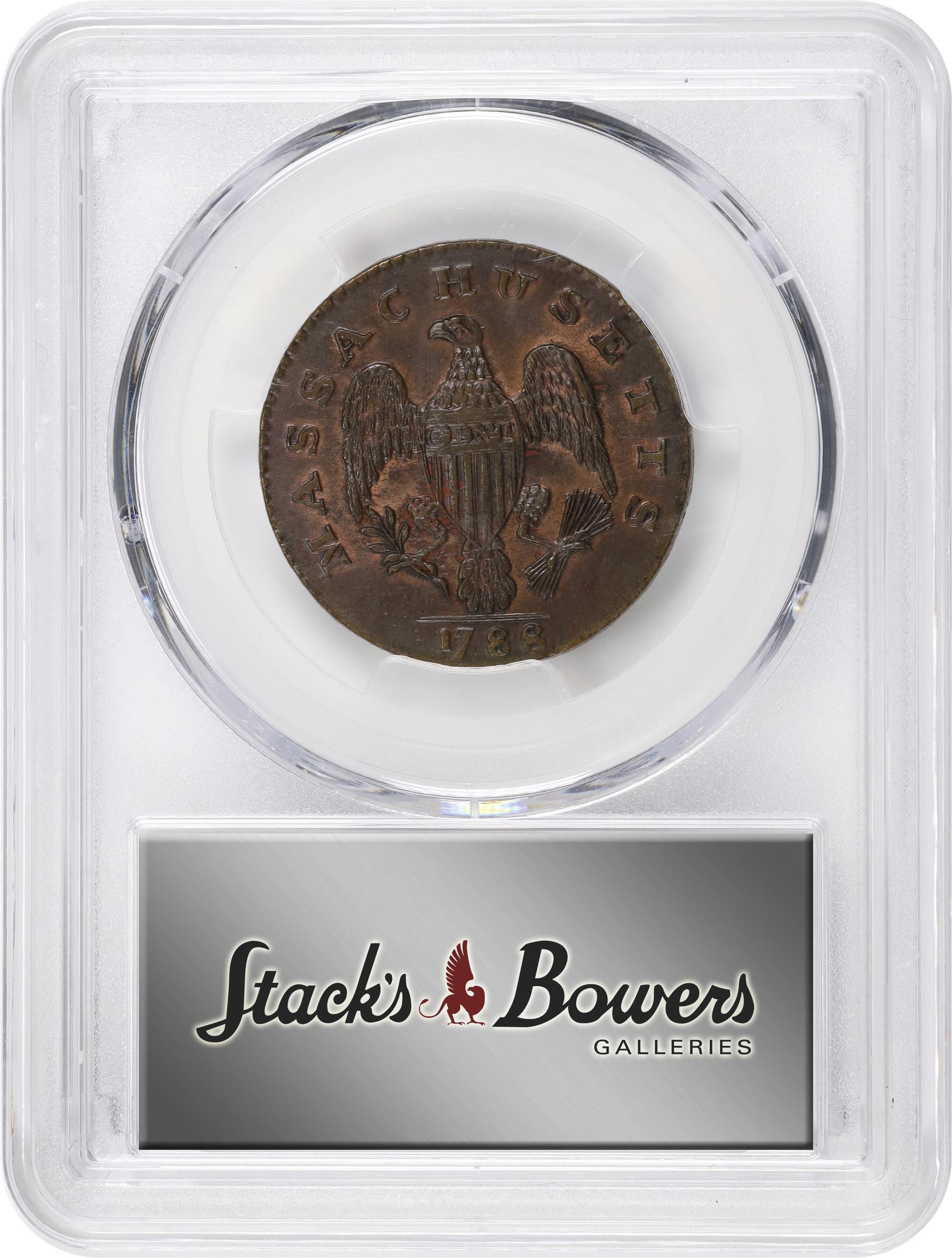 image for: 1788 Massachusetts Cent. Ryder 6-N, W-6240. Rarity-3-. No Period After MASSACHUSETTS. Unc Details--Altered Surfaces (PCGS).