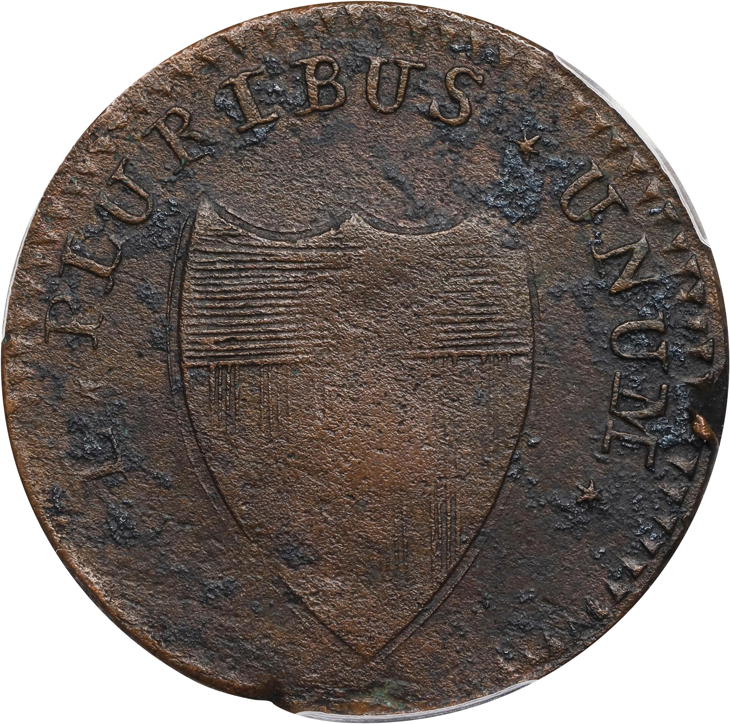 image for: 1788 New Jersey Copper. Maris 50-f, W-5475. Rarity-3. Head Left. AU Details--Environmental Damage (PCGS).