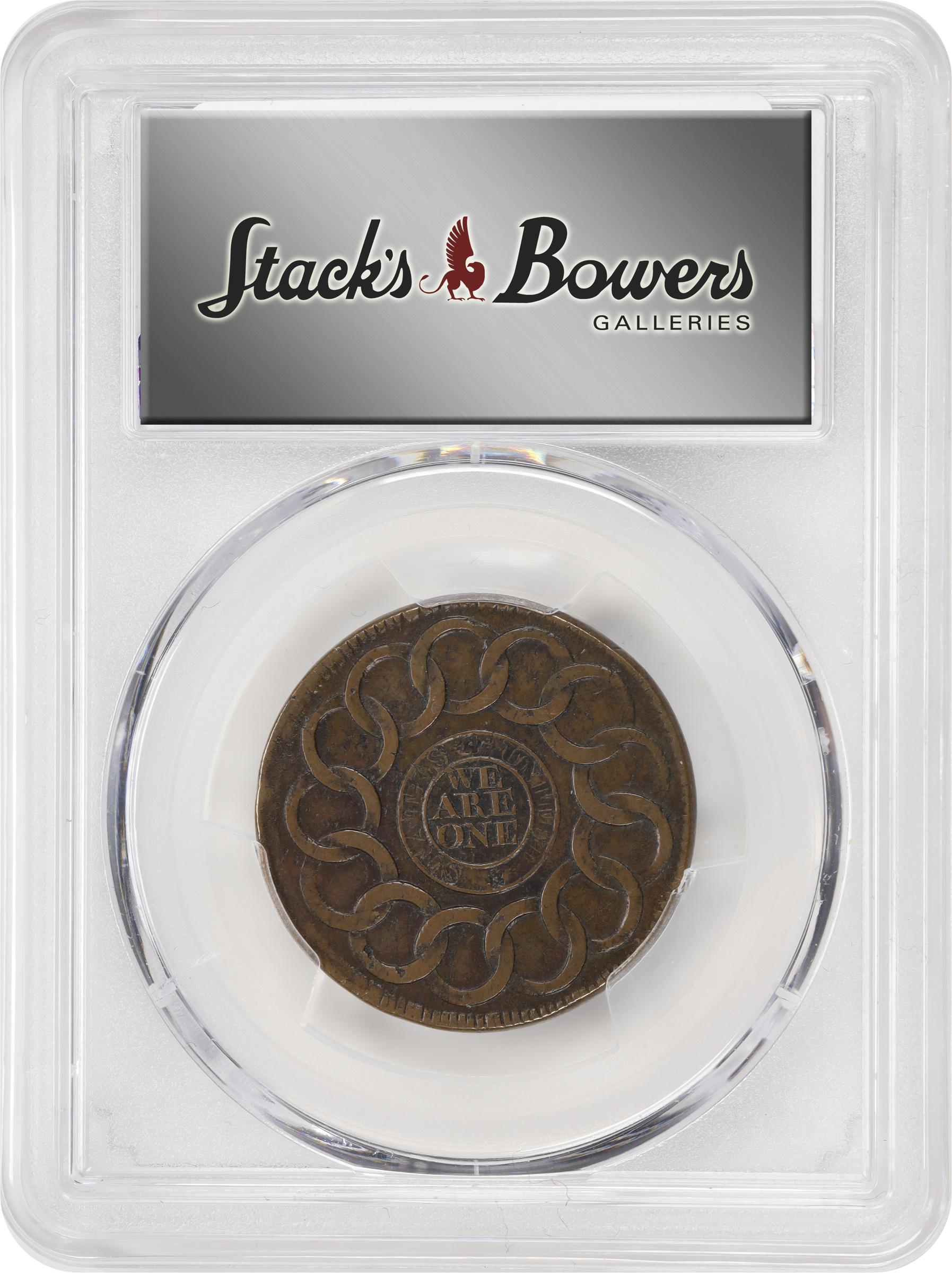 image for: 1787 Fugio Cent. Pointed Rays. Newman 1-Z, W-6610. Rarity-6+. Obverse Cross After Date, No Cinquefoils, Reverse Label with Raised Rims. AU Details--Environmental Damage (PCGS).