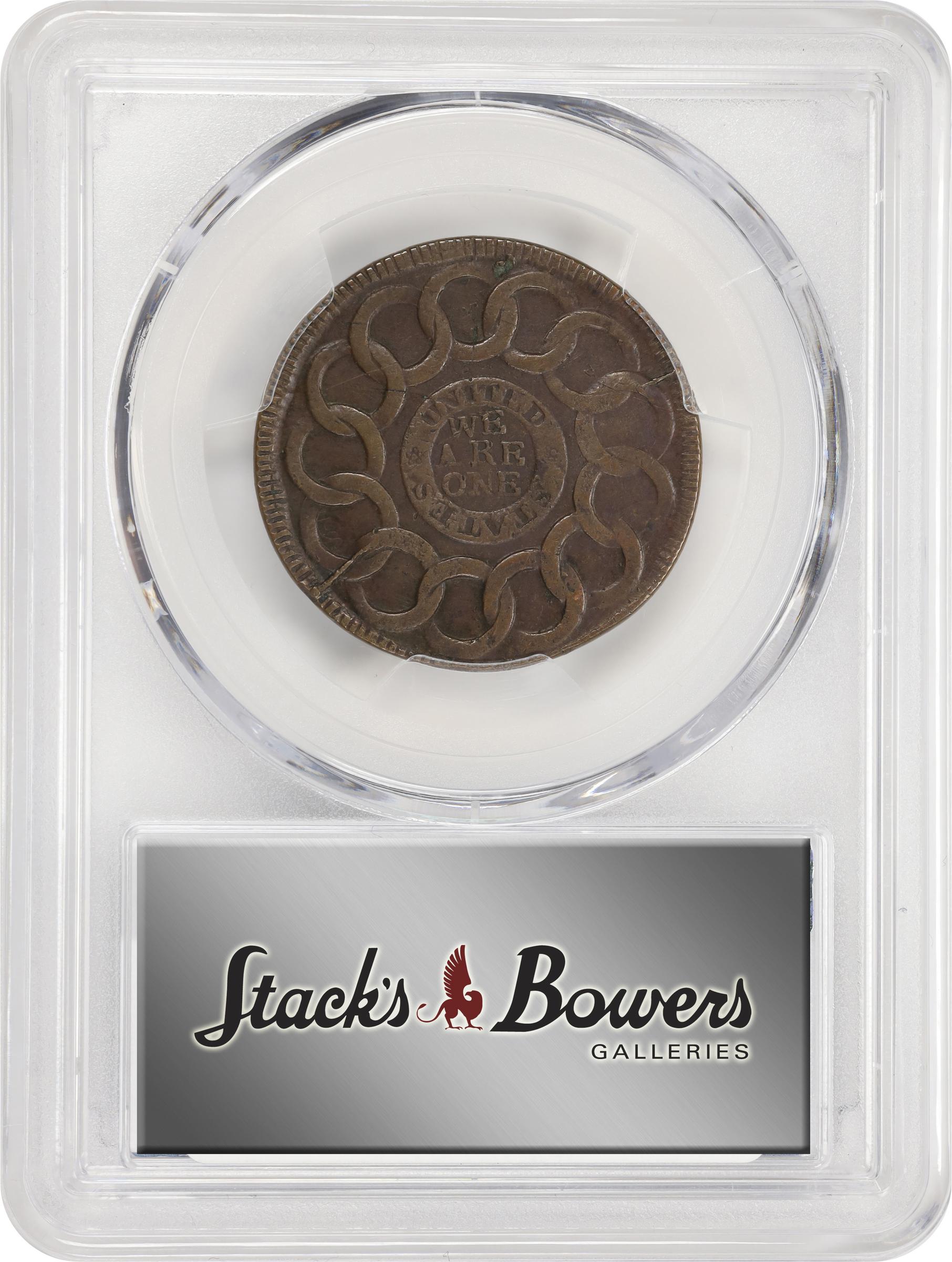 image for: 1787 Fugio Cent. Pointed Rays. Newman 11-A, W-6780. Rarity-5+. UNITED above, STATES below. AU Details--Scrape (PCGS).