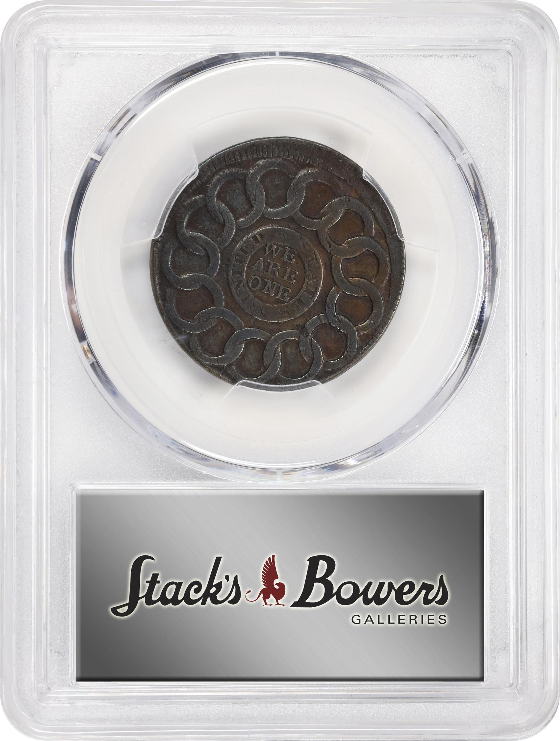 image for: 1787 Fugio Cent. Pointed Rays. Newman 15-H, W-6890. Rarity-4. UNITED STATES, 4 Cinquefoils. AU Details--Cleaned (PCGS).