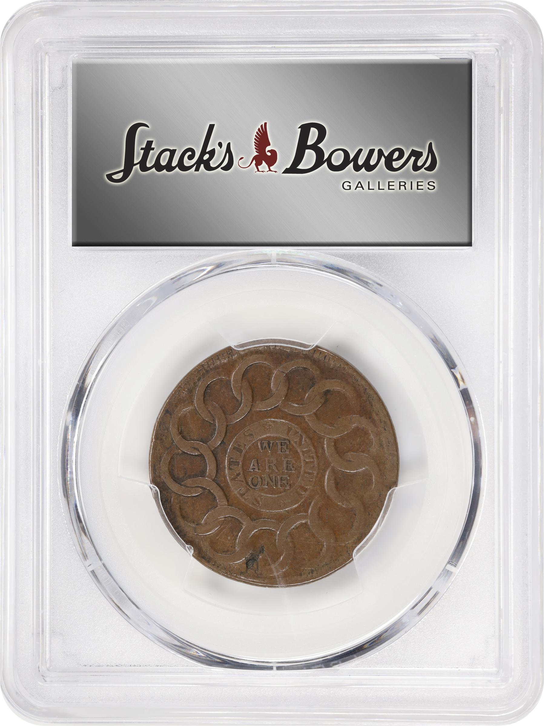 image for: 1787 Fugio Cent. Pointed Rays. Newman 19-SS, W-6980. Rarity-5. STATES UNITED, 4 Cinquefoils. EF Details--Tooled (PCGS).