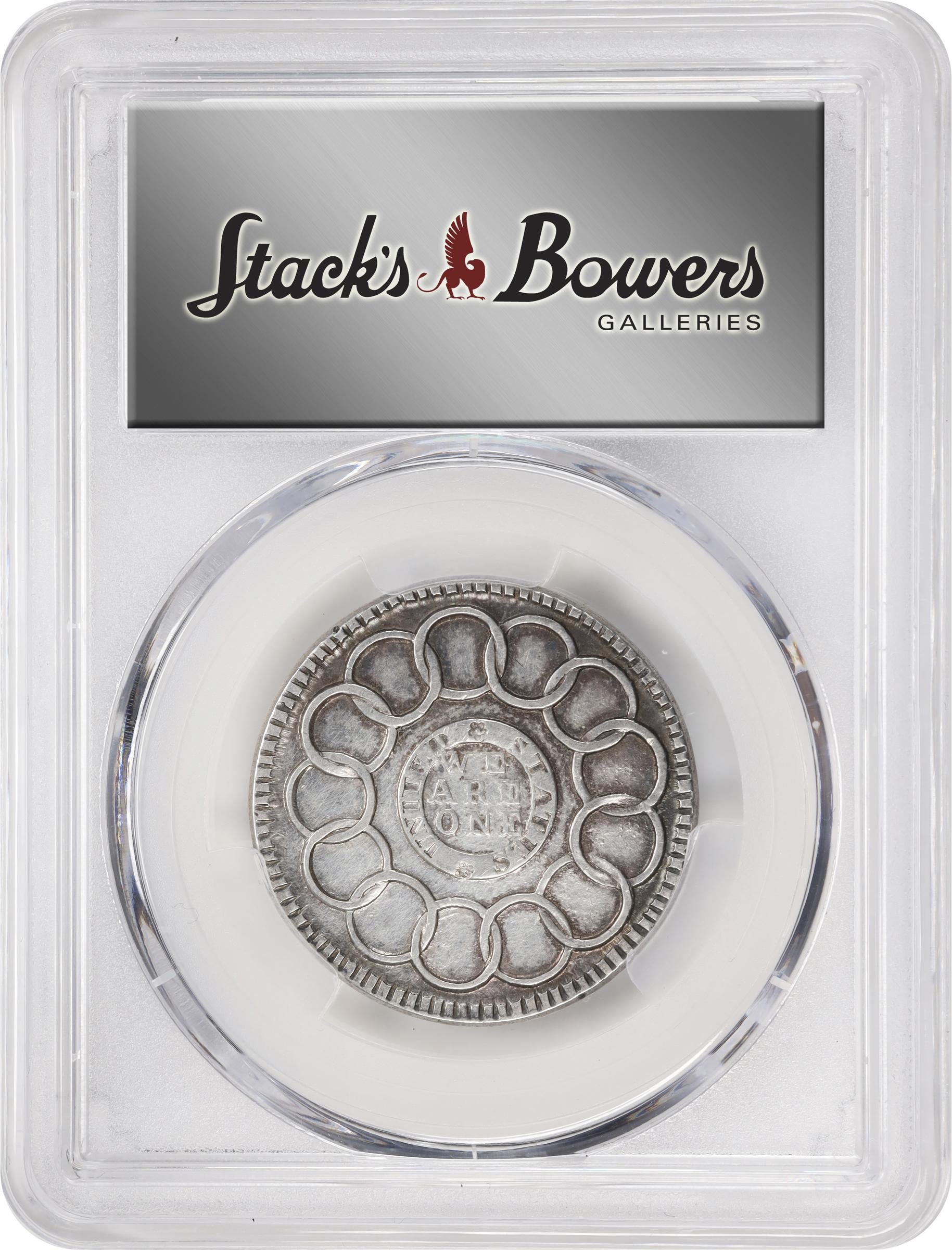 image for: "1787" (ca. 1860) Fugio Cent. "New Haven Restrike." Newman 104-FF, W-17570. Rarity-5. Silver. AU Details--Cleaned (PCGS).