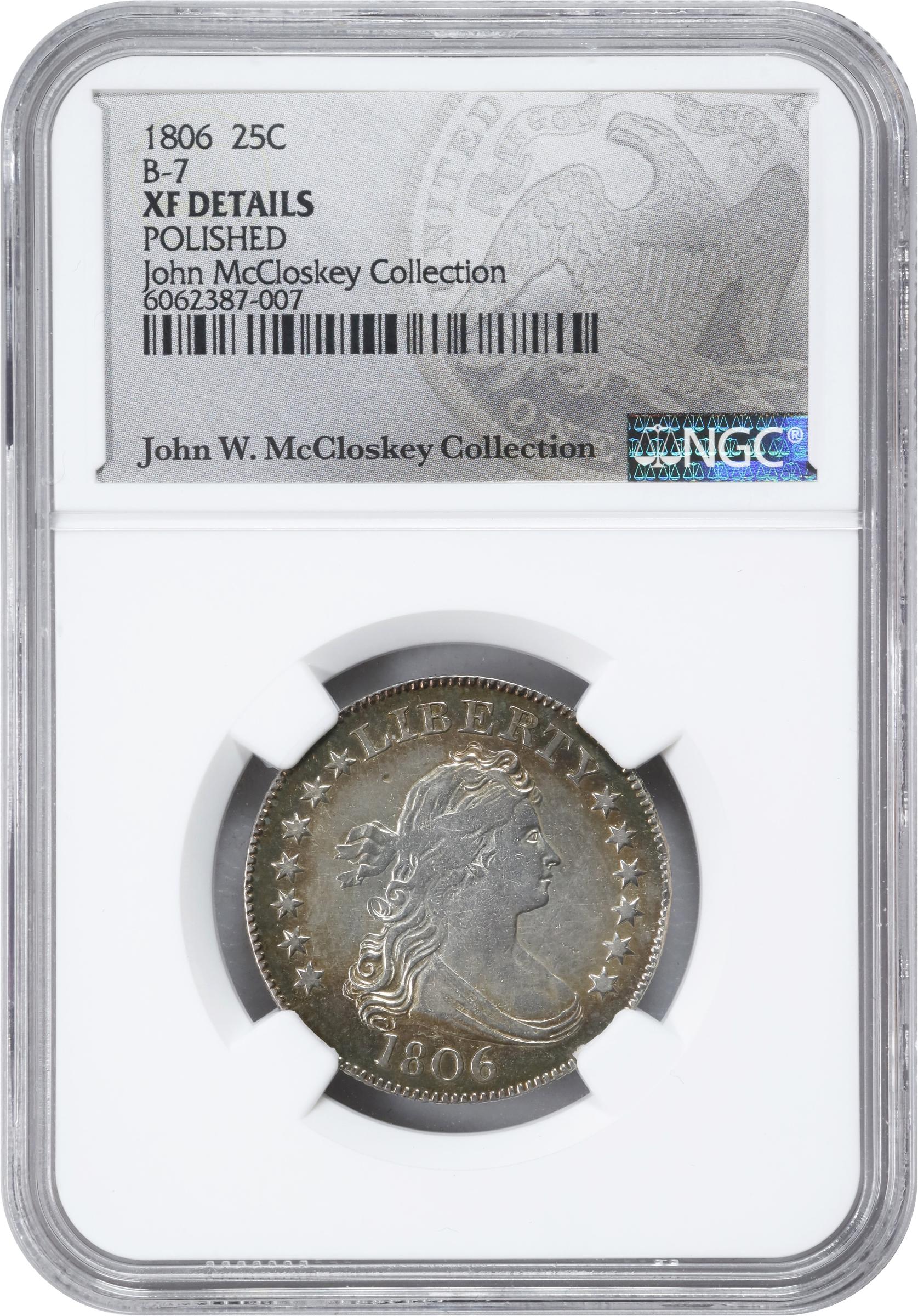 image for: 1806 Draped Bust Quarter. B-7. Rarity-5. EF Details--Polished (NGC).