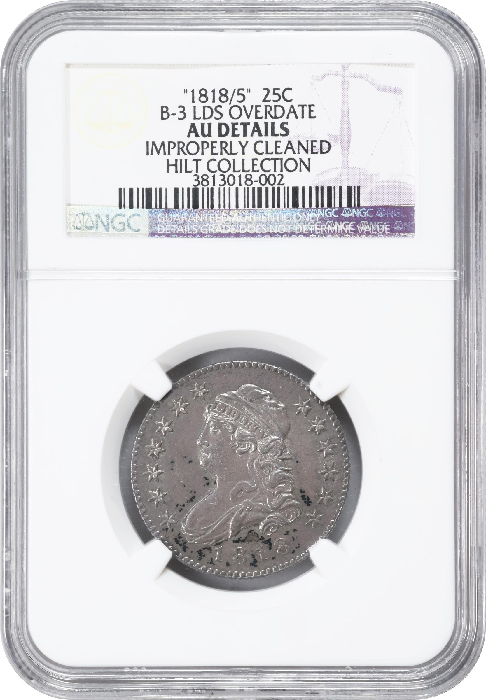 image for: 1818/'5' Capped Bust Quarter. B-3. Rarity-3. AU Details--Improperly Cleaned (NGC).