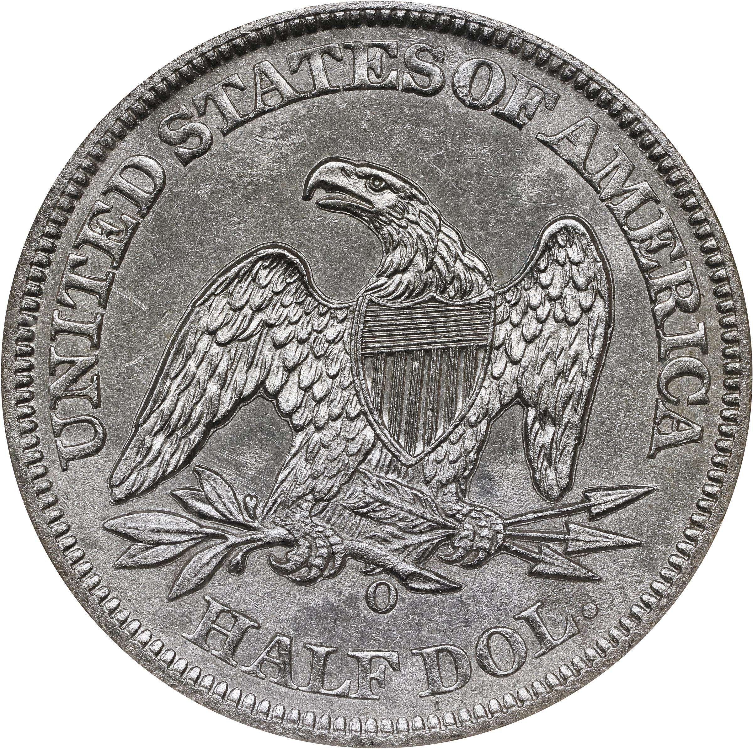 image for: 1861-O Liberty Seated Half Dollar. Confederate States Issue. W-10. Rarity-4. Shipwreck Effect (B) Unc (NGC).
