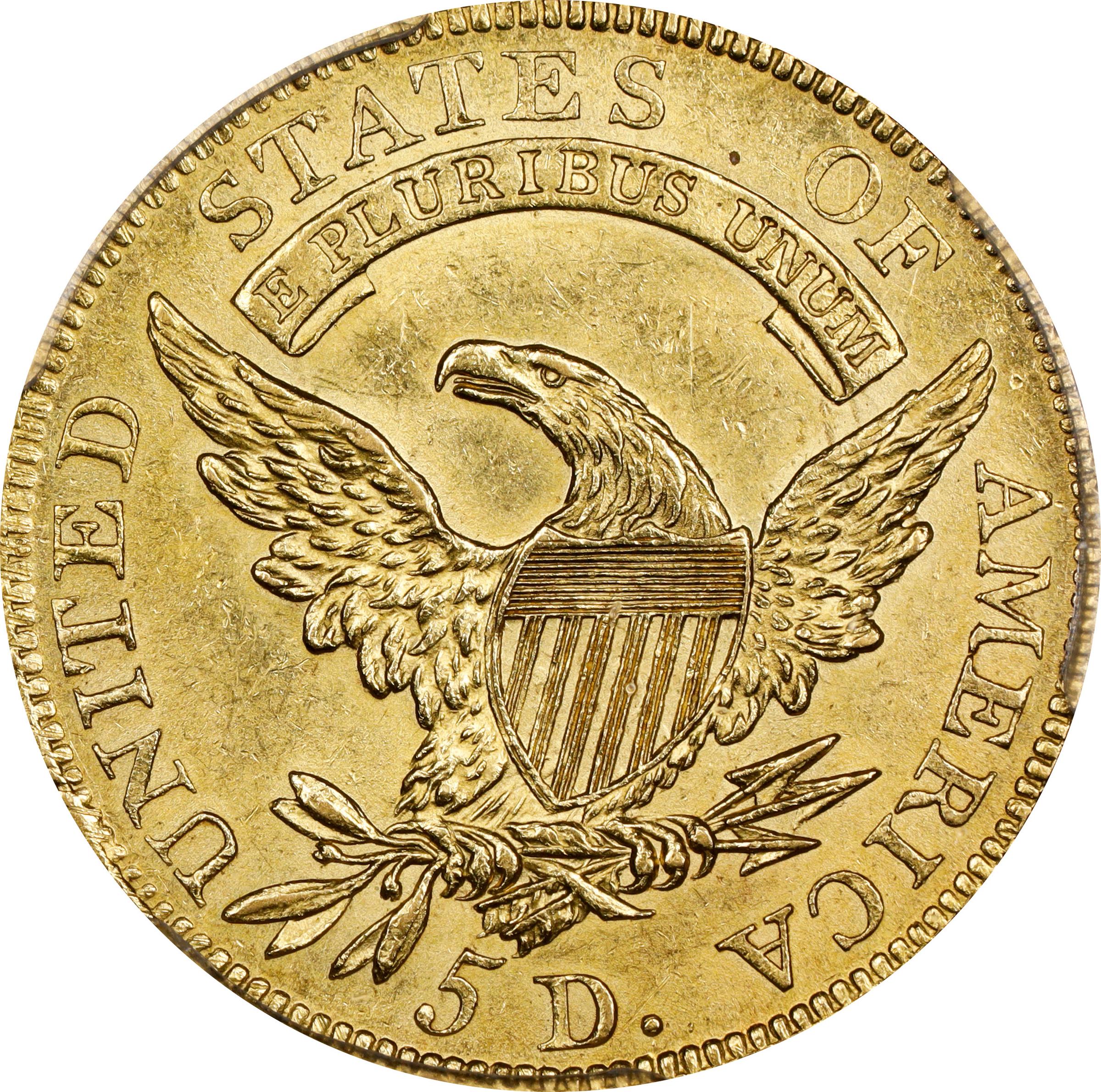 image for: 1808/7 Capped Bust Left Half Eagle. BD-1. Rarity-6. Unc Details--Cleaned (PCGS).