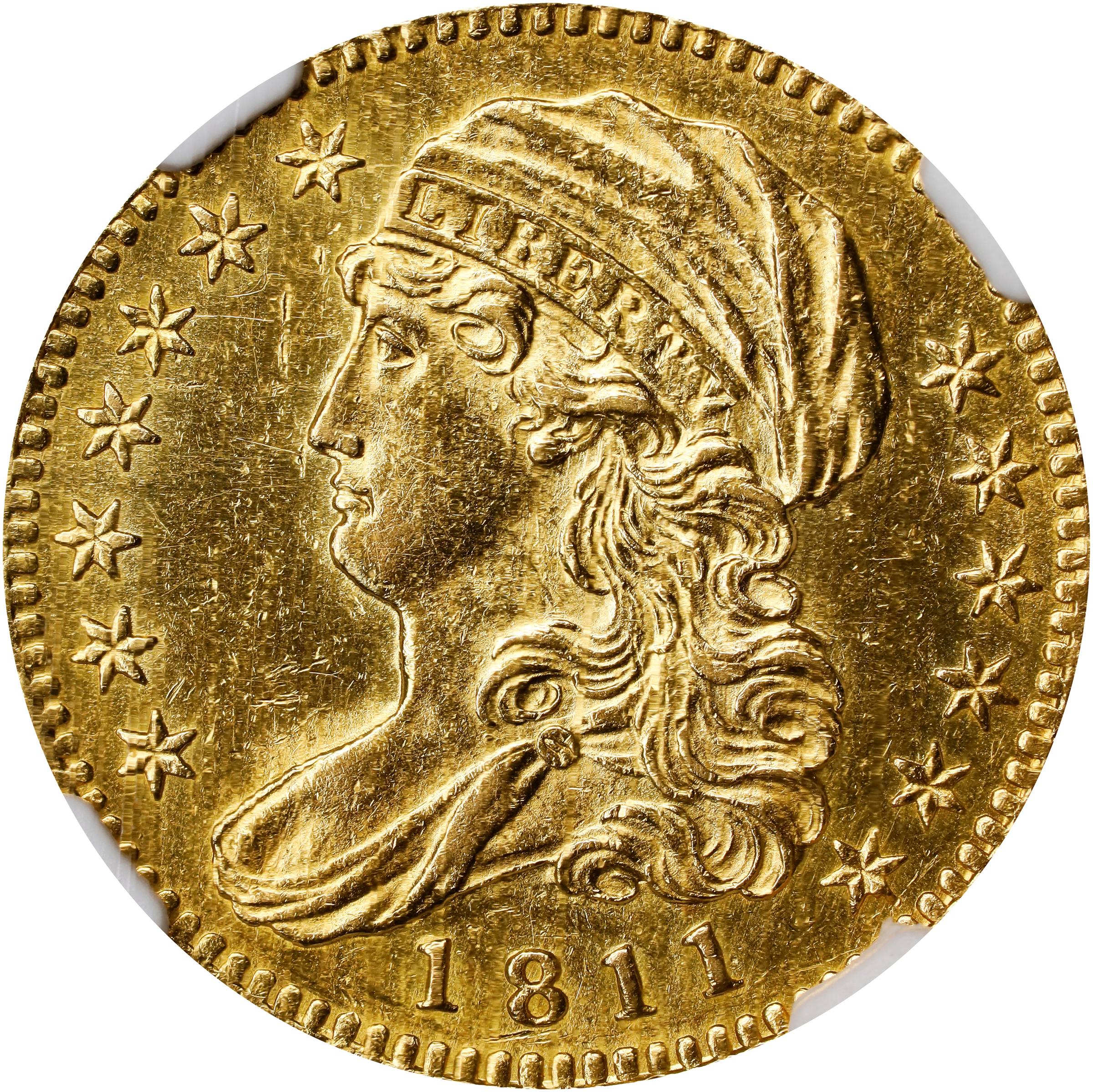 image for: 1811 Capped Bust Left Half Eagle. BD-2. Rarity-3. Small 5. Unc Details--Cleaned (NGC).