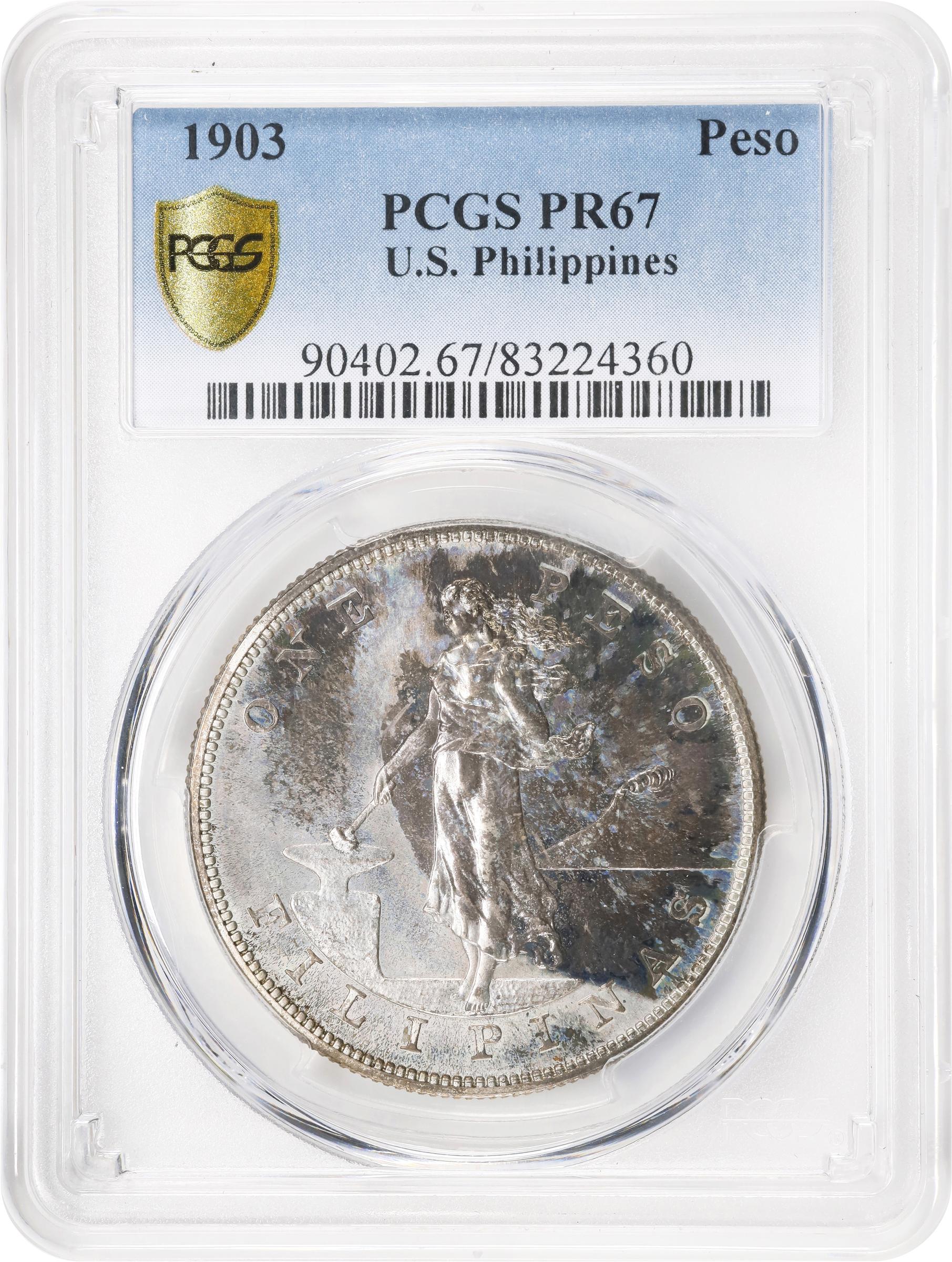 image for: PHILIPPINES. Peso, 1903. Philadelphia Mint. PCGS PROOF-67.