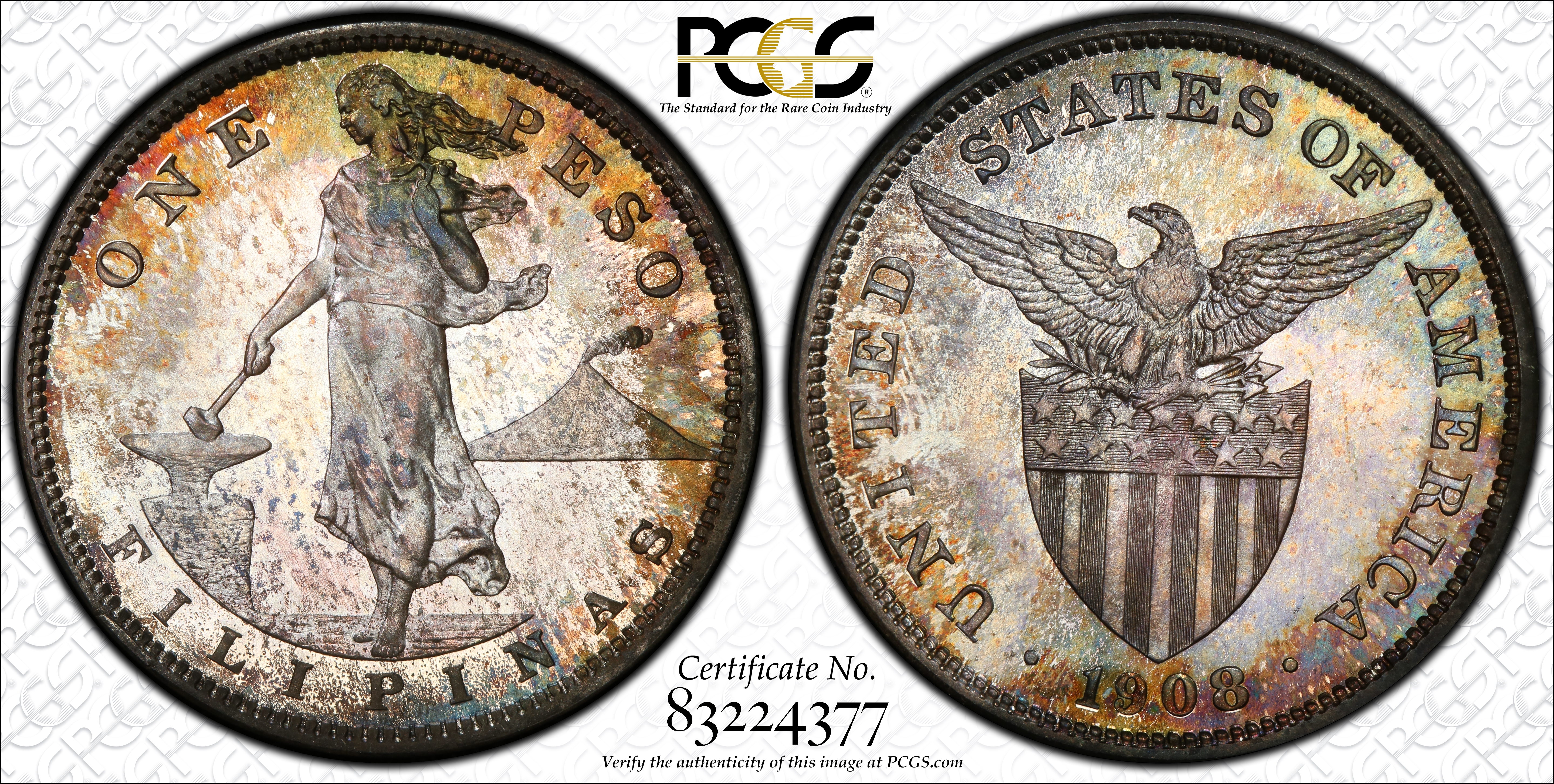 image for: PHILIPPINES. Proof Set (7 Pieces), 1908. Philadelphia Mint. All PCGS Certified.