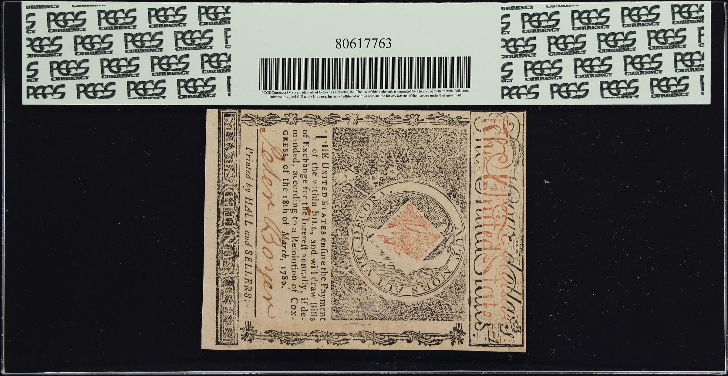 image for: MA-281. Massachusetts. May 5, 1780. $4. PCGS Currency Choice New 63 PPQ.
