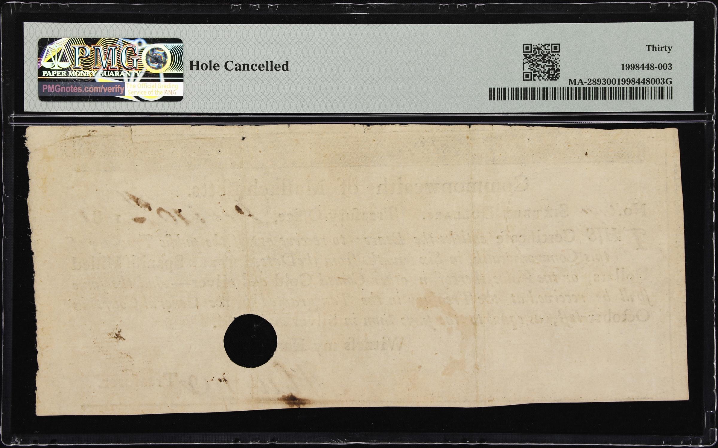 image for: MA-289. Massachusetts. 1781. $16. PMG Very Fine 30.