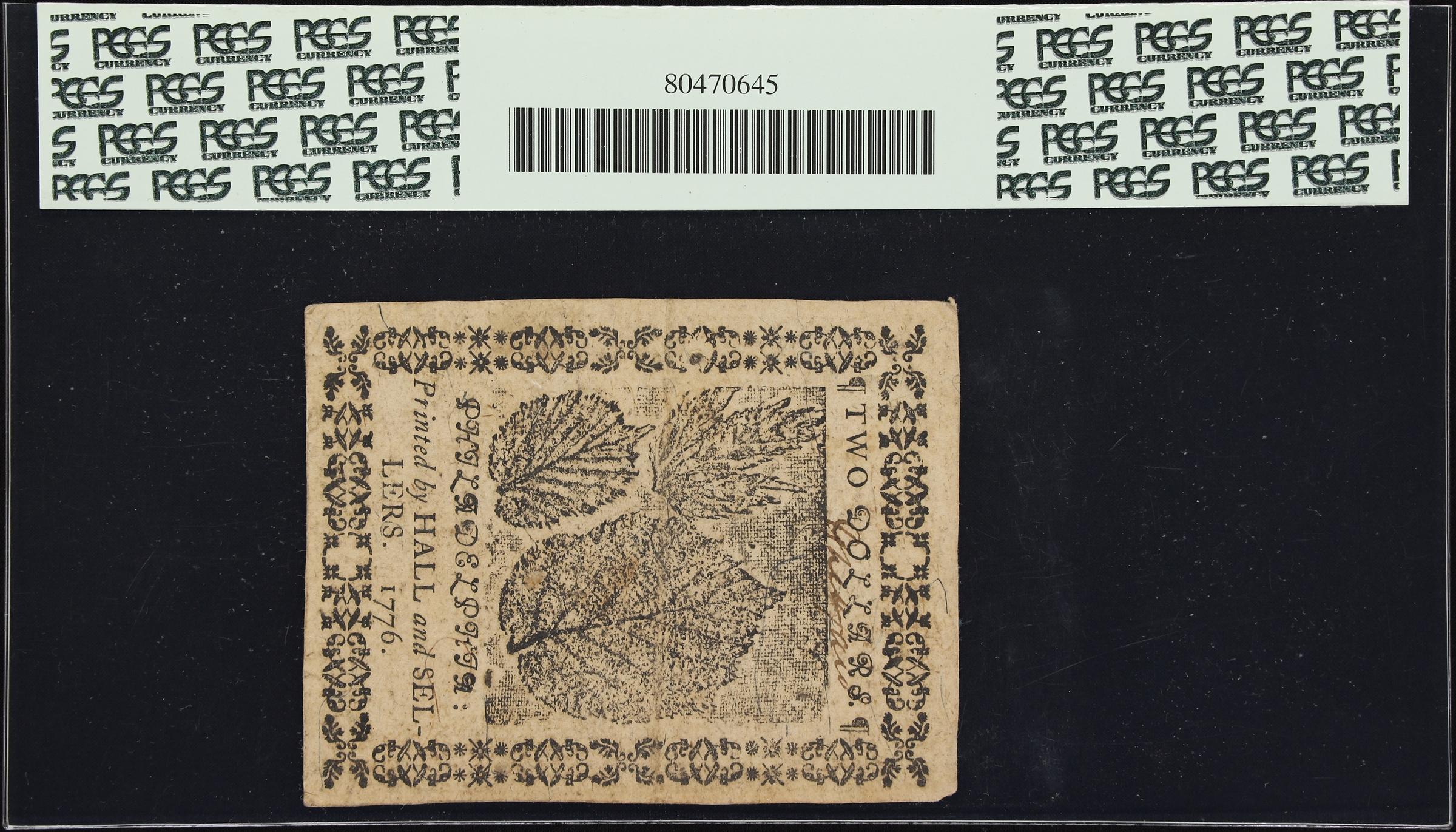 image for: CC-24. Continental Currency. February 17, 1776. $2. PCGS Currency About New 53 PPQ.