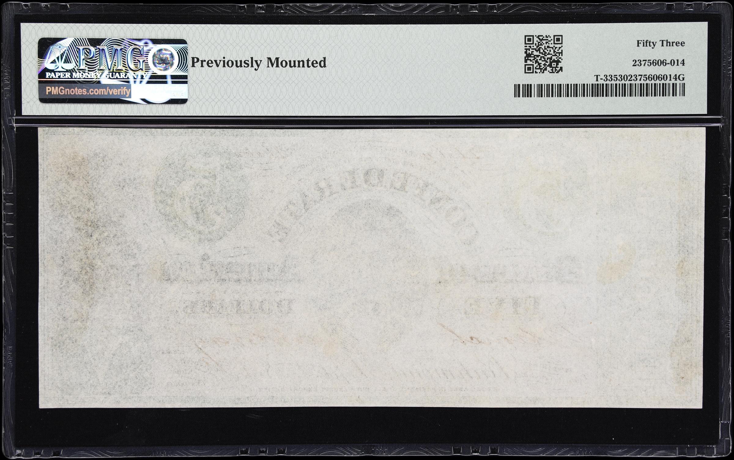 image for: T-33. Confederate Currency. 1861 $5. PMG About Uncirculated 53.
