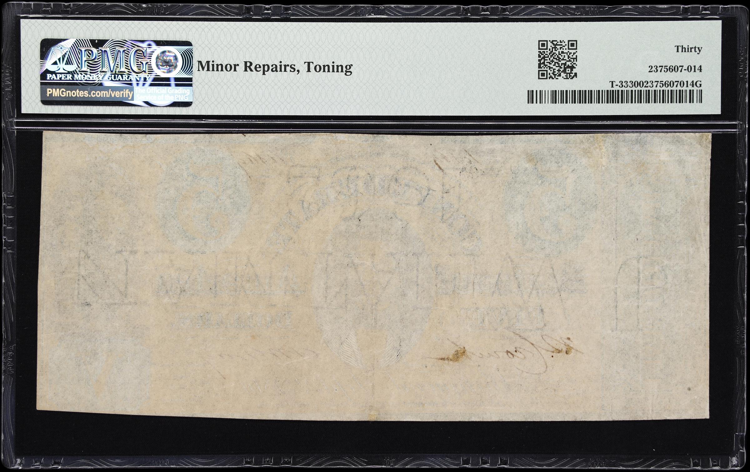 image for: T-33. Confederate Currency. 1861 $5. PMG Very Fine 30. J. Whatman Watermark.