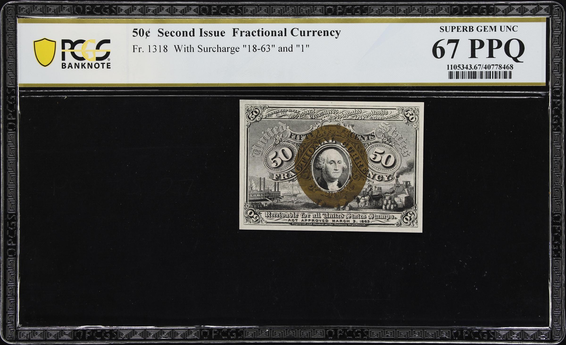 image for: Fr. 1318. 50 Cents. Second Issue. PCGS Banknote Superb Gem Uncirculated 67 PPQ.