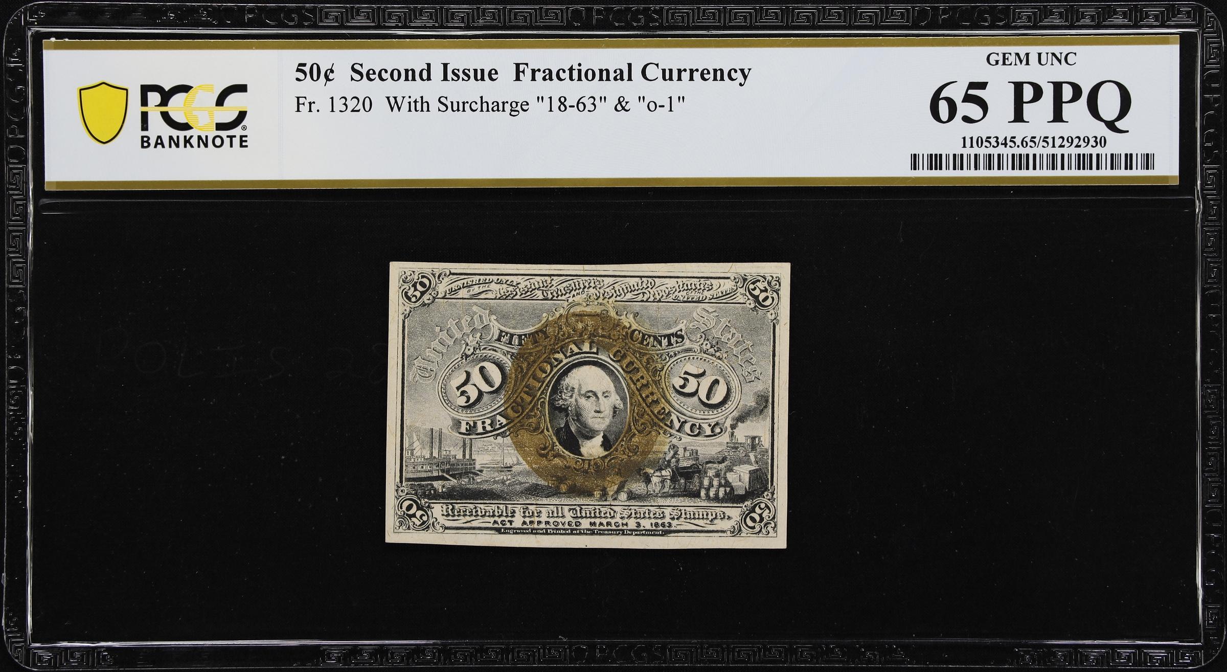 image for: Fr. 1320. 50 Cents. Second Issue. PCGS Banknote Gem Uncirculated 65 PPQ.