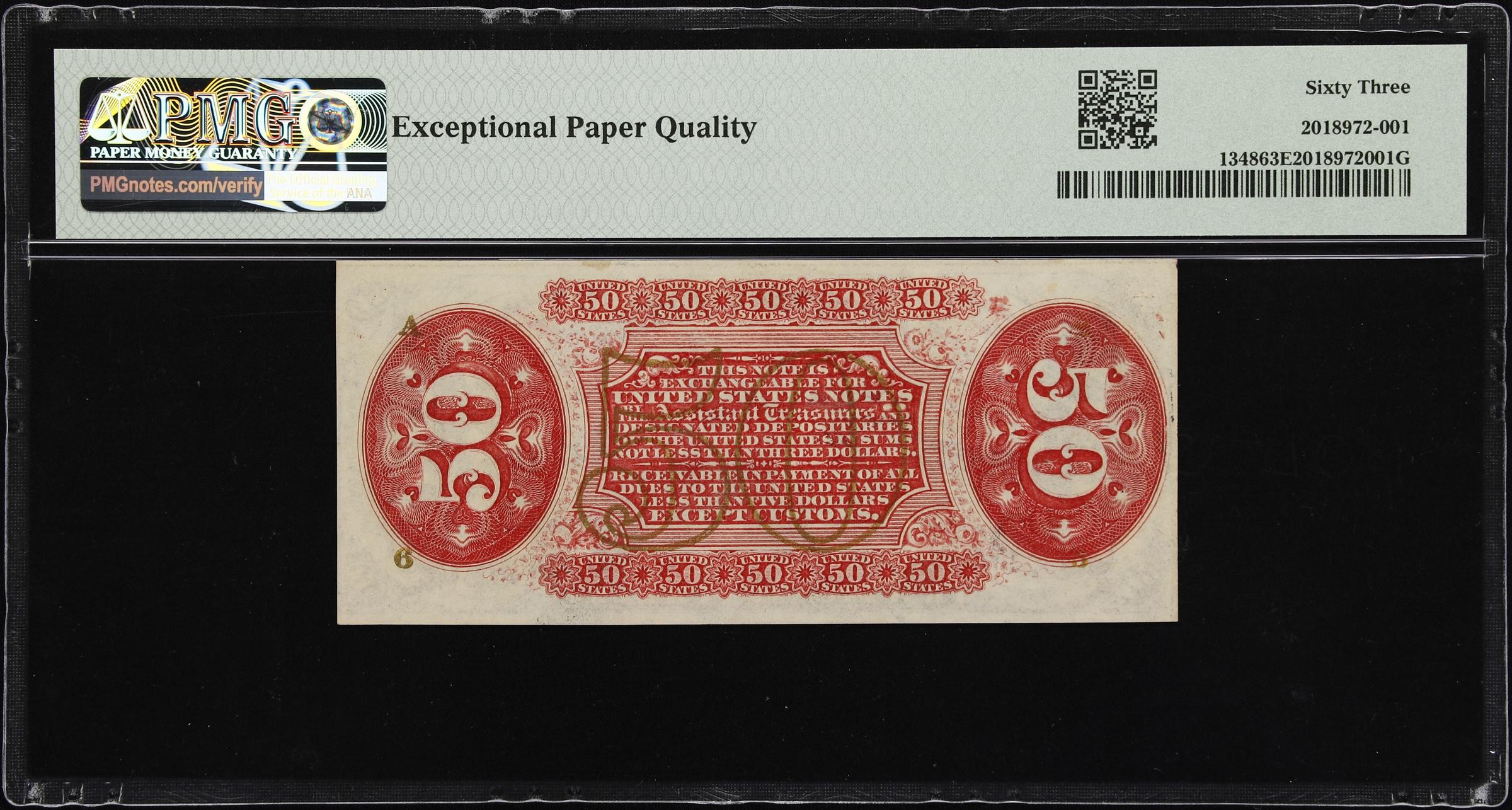 image for: Fr. 1348. 50 Cents. Third Issue. PMG Choice Uncirculated 63 EPQ.