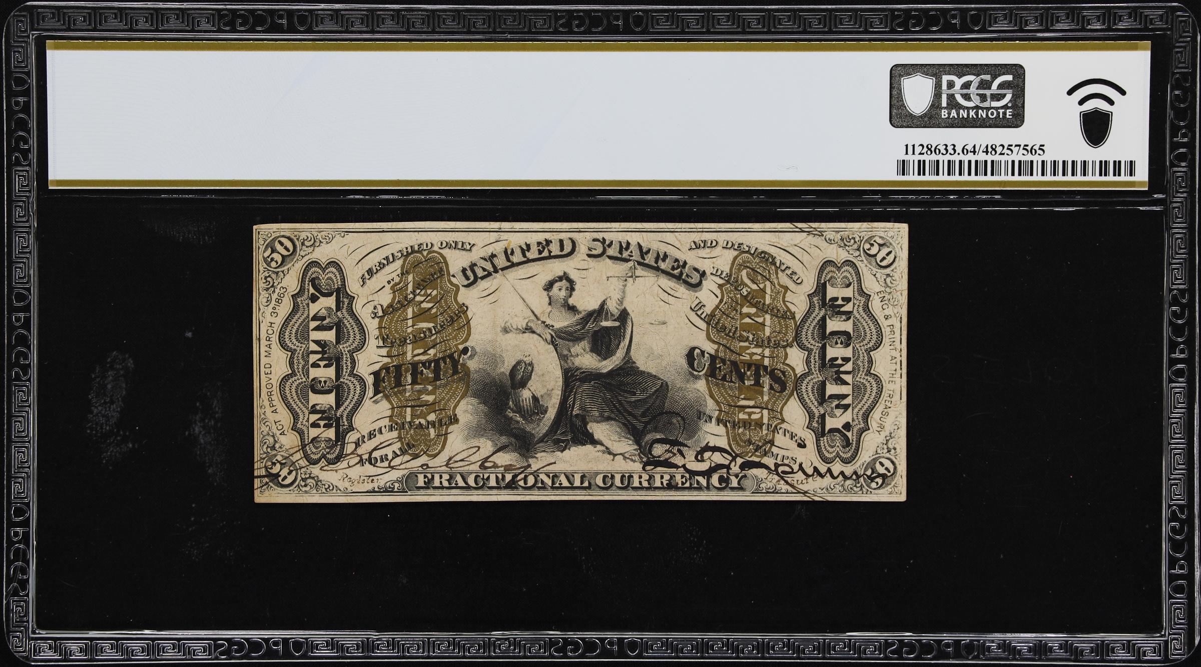 image for: Fr. 1357. 50 Cents. Third Issue. PCGS Banknote Choice Uncirculated 64 PPQ. Inverted Back Error.