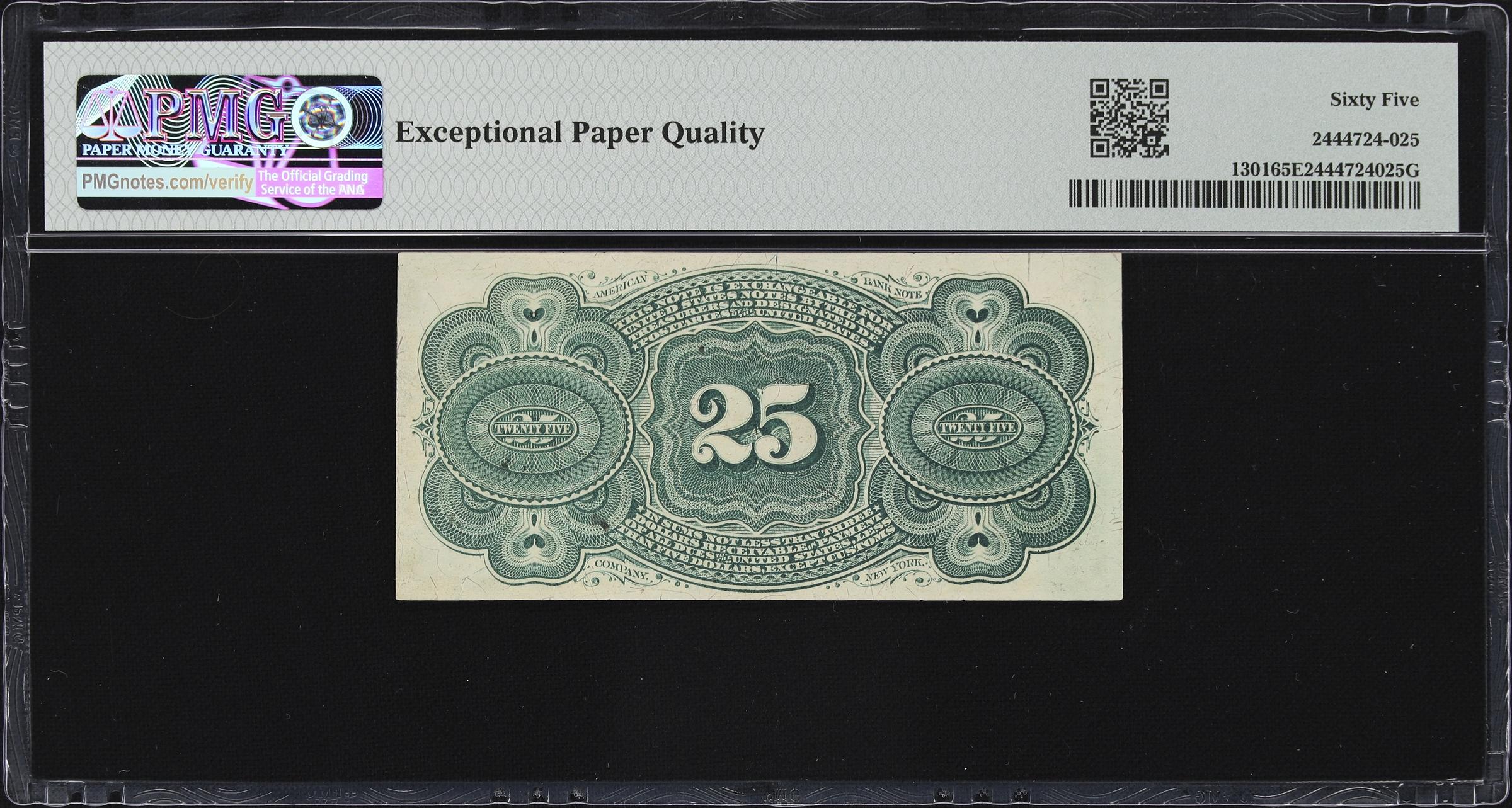 image for: Fr. 1301. 25 Cents. Fourth Issue. PMG Gem Uncirculated 65 EPQ. Carmi A. Thompson Courtesy Autograph.