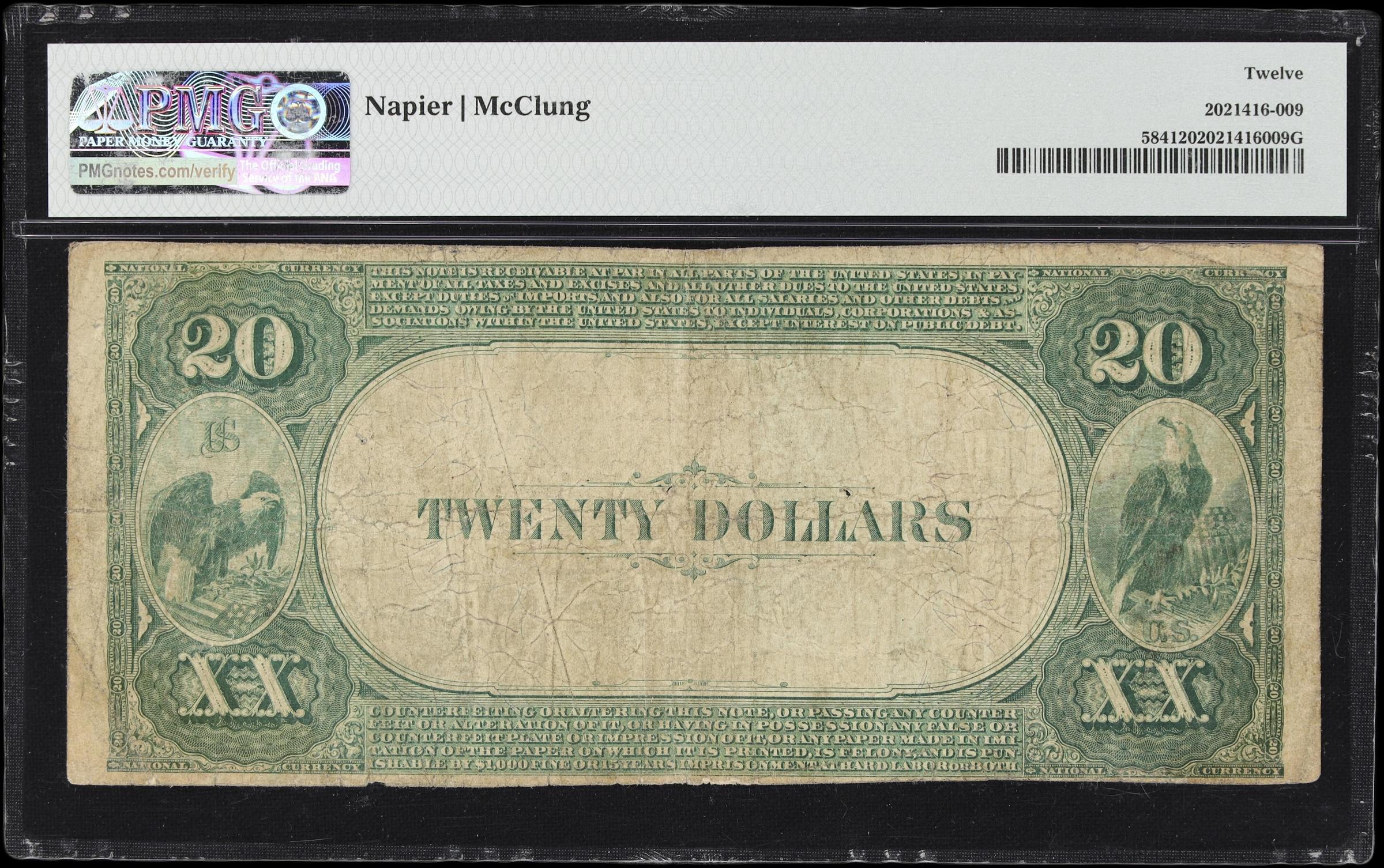 image for: Clifton, Arizona. $20 1882 Value Back. Fr. 584. First NB. Charter #5821. PMG Fine 12.