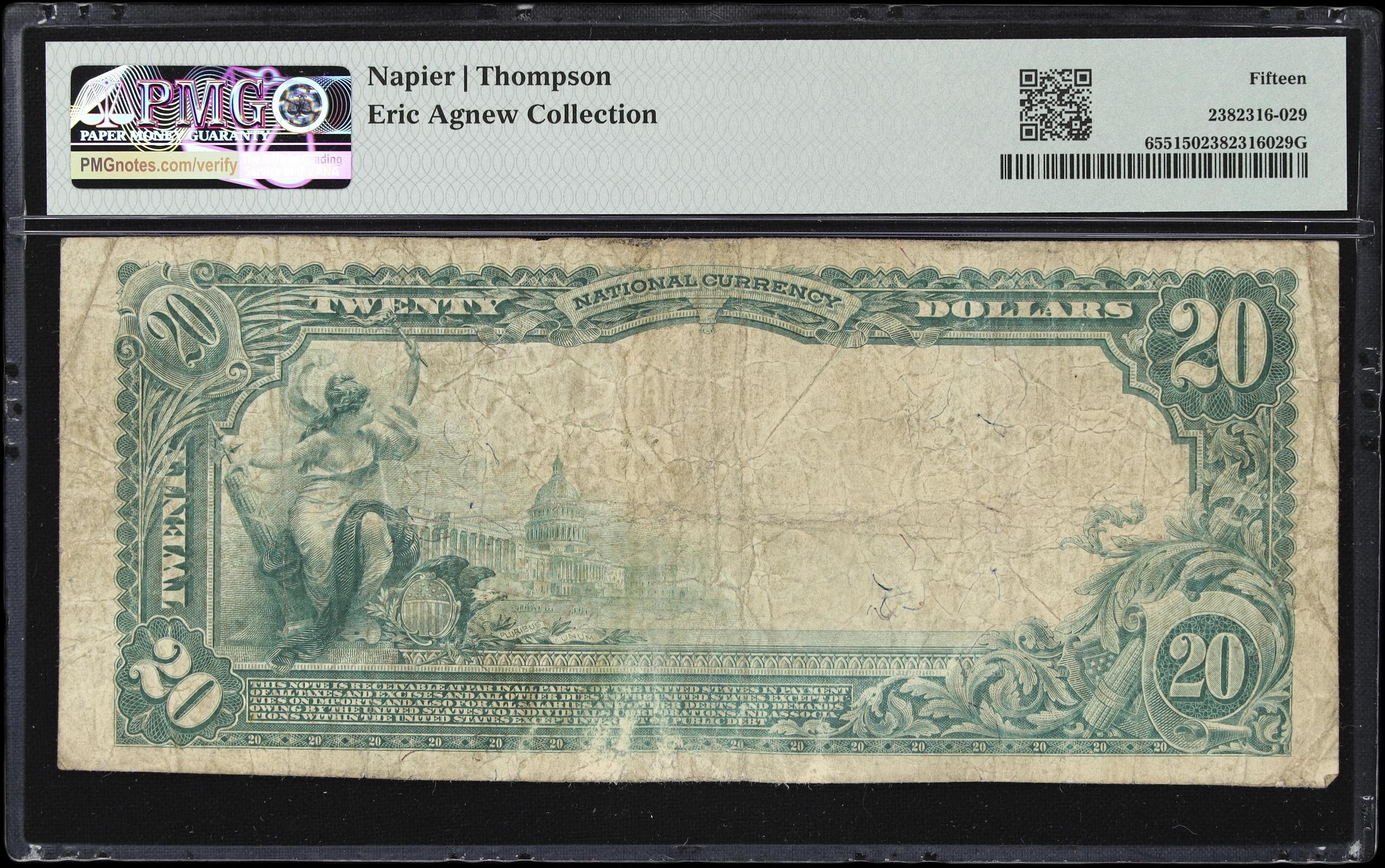 image for: Bakersfield, California. $20 1902 Plain Back. Fr. 655. NB. Charter #10357. PMG Choice Fine 15.