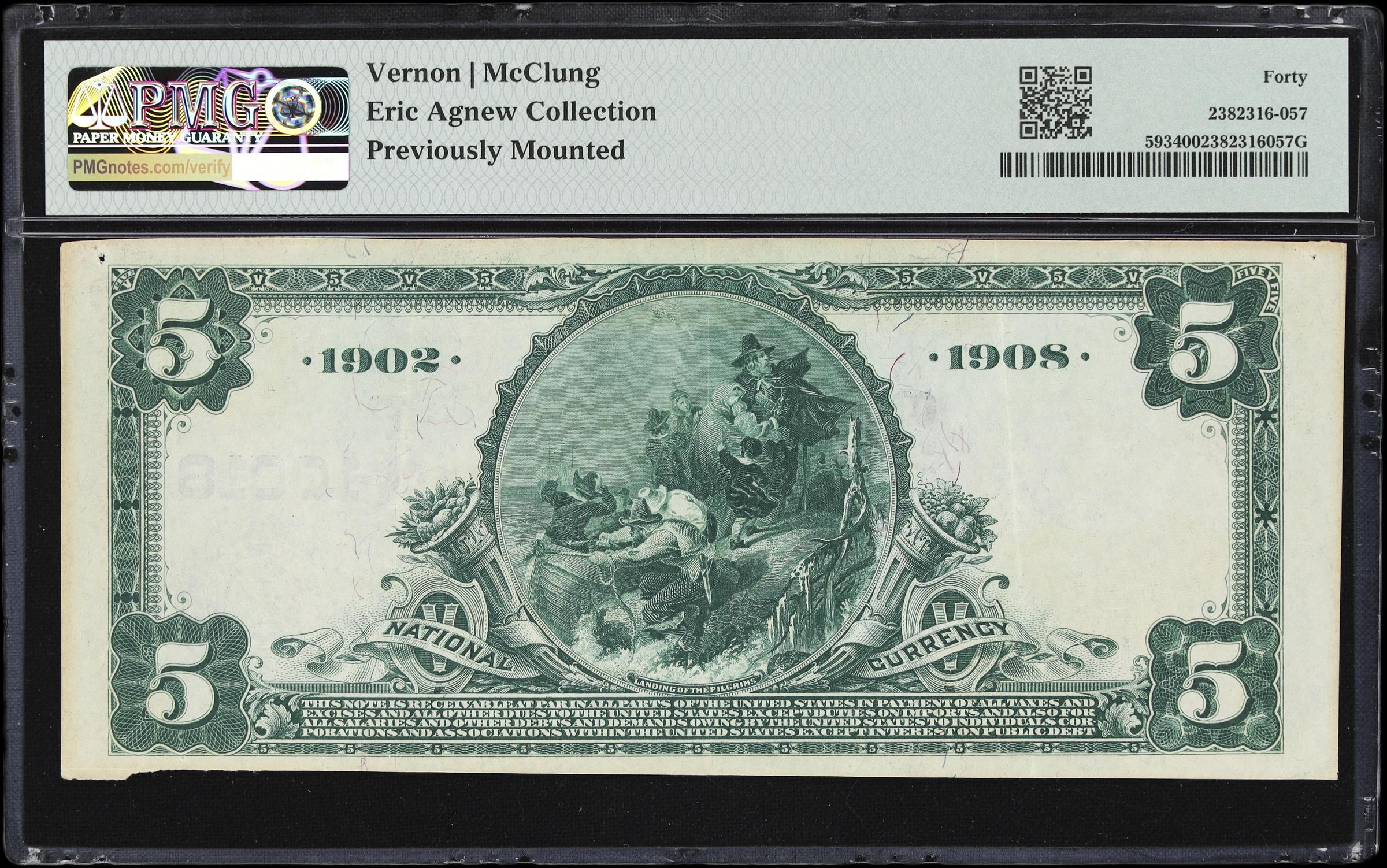 image for: Hayward, California. $5 1902 Date Back. Fr. 593. First NB. Charter #10018. PMG Extremely Fine 40.