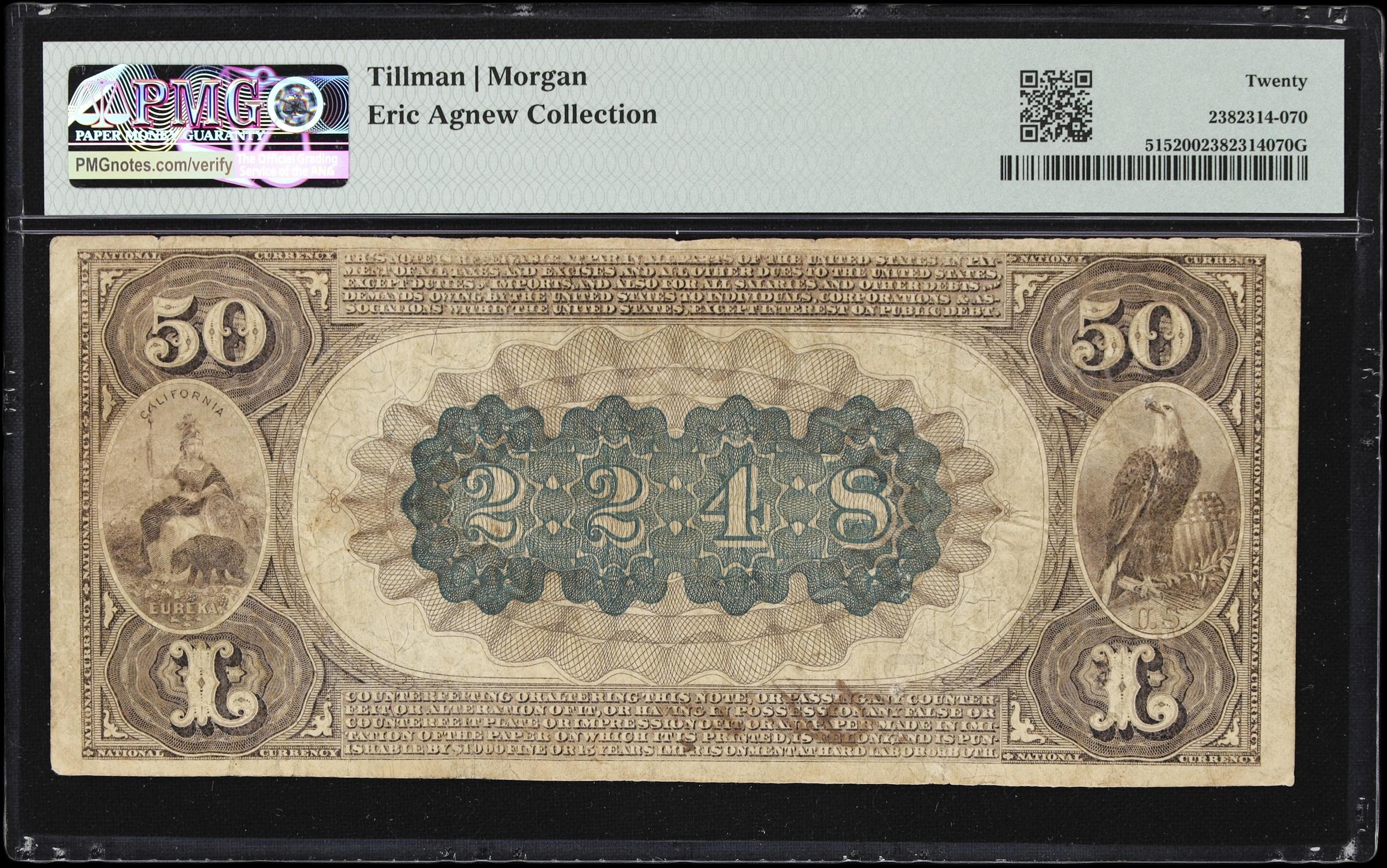 image for: Oakland, California. $50 1882 Brown Back. Fr. 515. First NB. Charter #2248. PMG Very Fine 20.