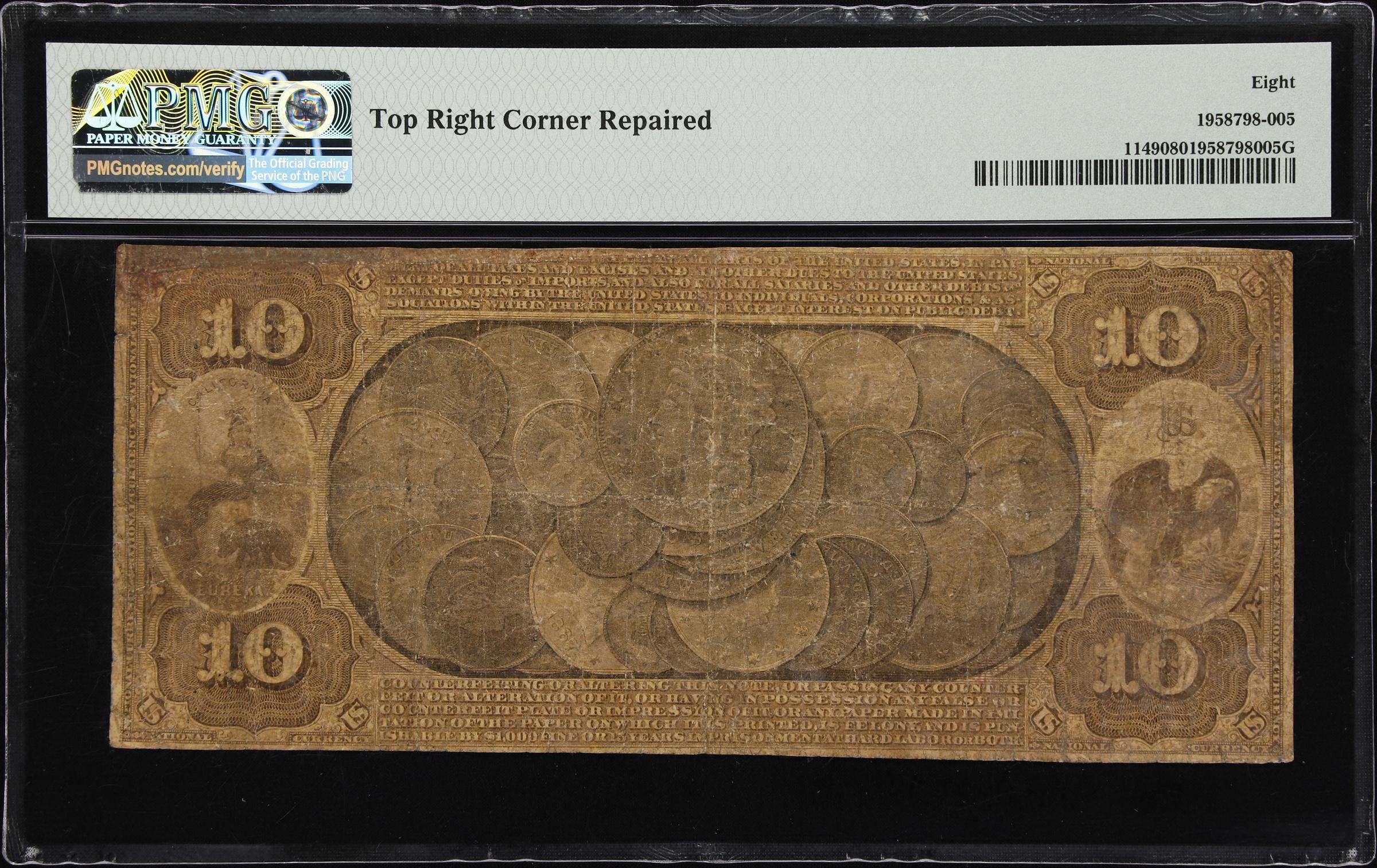 image for: Petaluma, California. $10 1874. Fr. 1149. First National Gold Bank. Charter #2193. PMG Very Good 8.